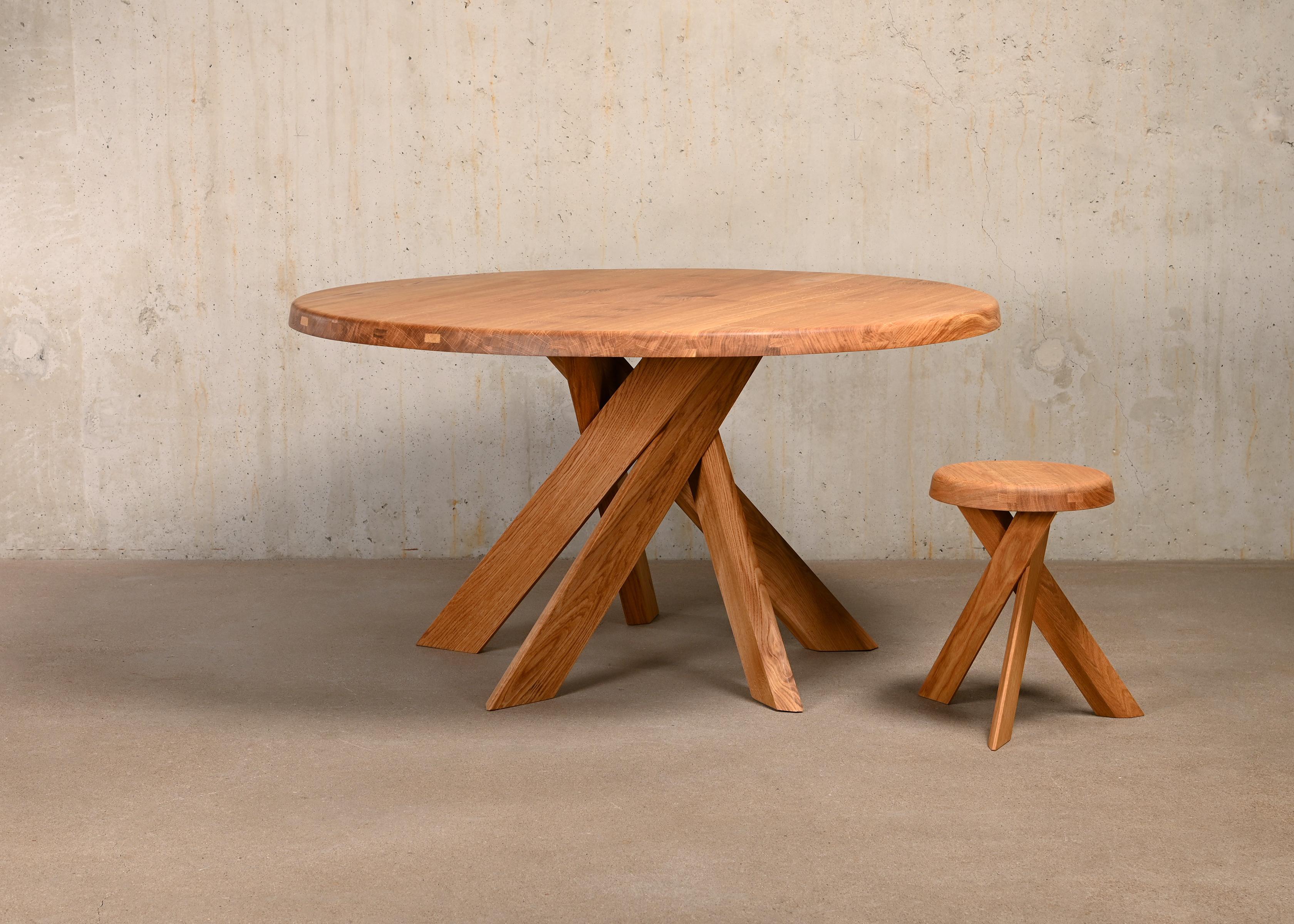 Pierre Chapo, Tisch „Modell D“ aus massiver Eiche, T21, Frankreich (Moderne der Mitte des Jahrhunderts) im Angebot