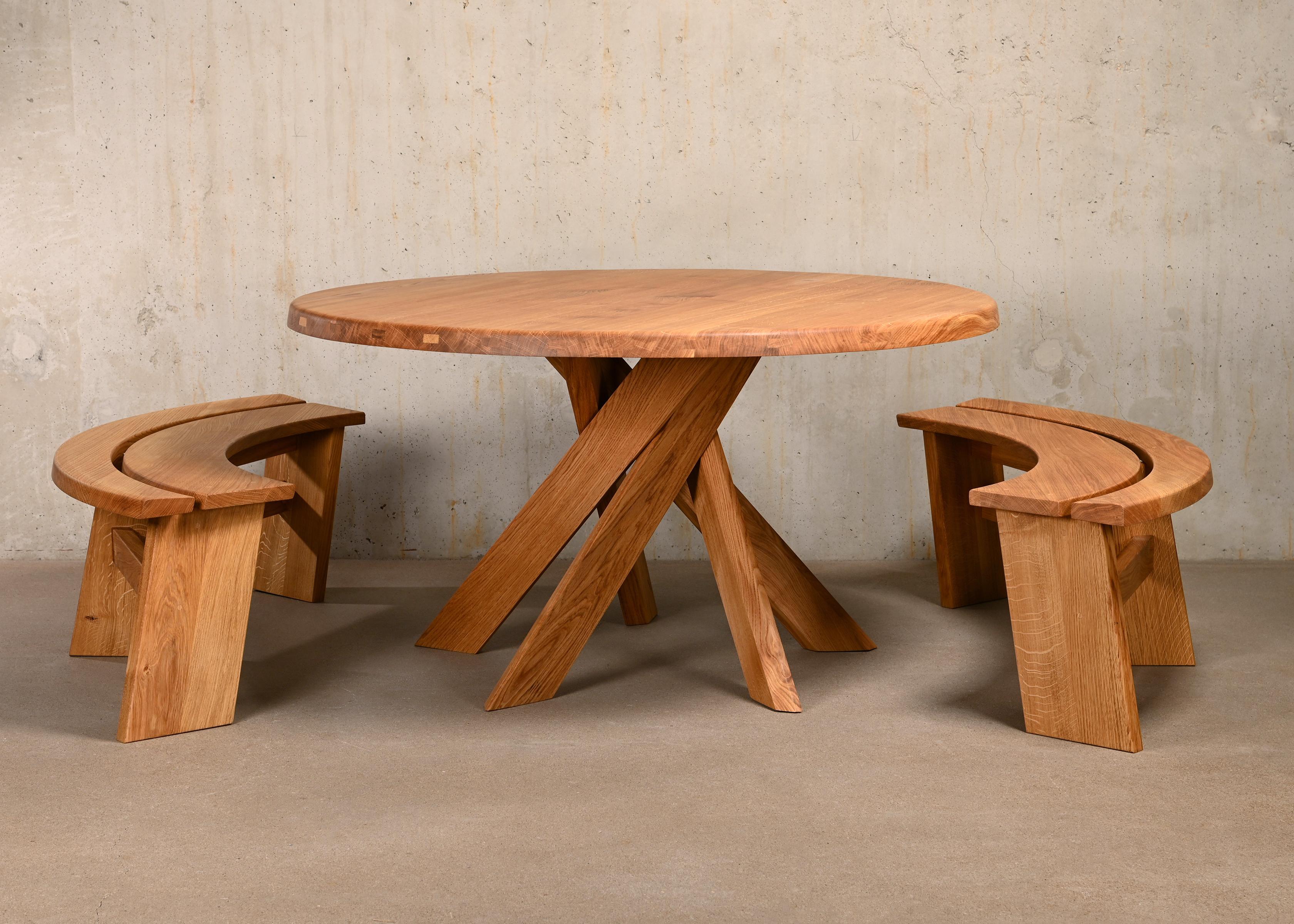 Pierre Chapo Solid Oak T21 'Model D' Table, France For Sale 1
