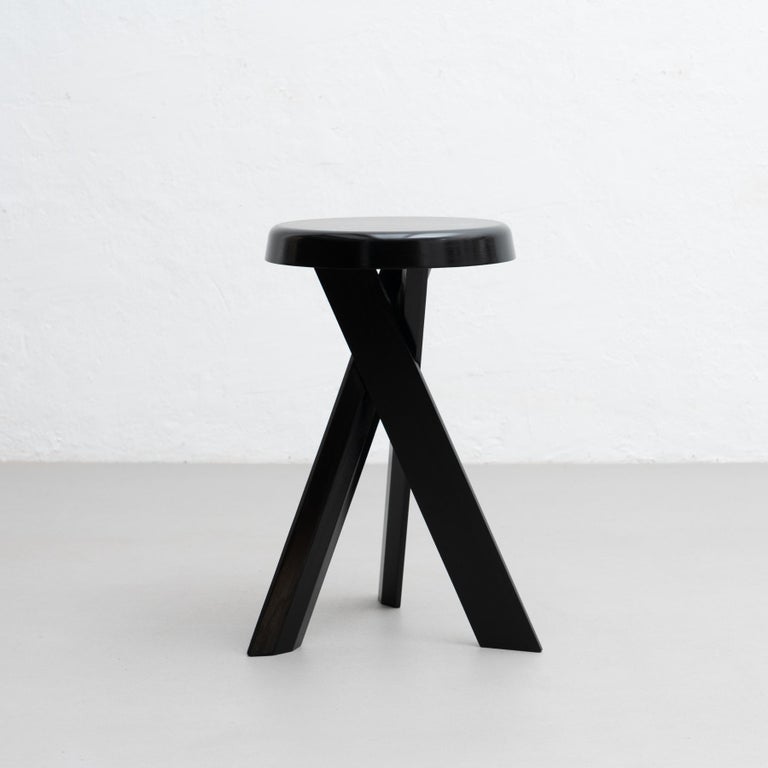 Stool, model S31B designed by Pierre Chapo in 1960s.
Manufactured in France by Chapo Creations in 2021. 
Stamped by the manufacturer.

In good original condition, with minor wear consistent with age and use, preserving a beautiful