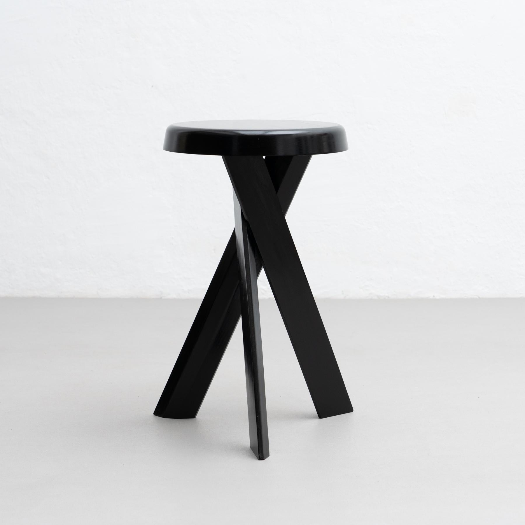Stool, model S31B designed by Pierre Chapo in 1960s.
Manufactured in France by Chapo Creations in 2021. 
Stamped by the manufacturer.

In good original condition, with minor wear consistent with age and use, preserving a beautiful