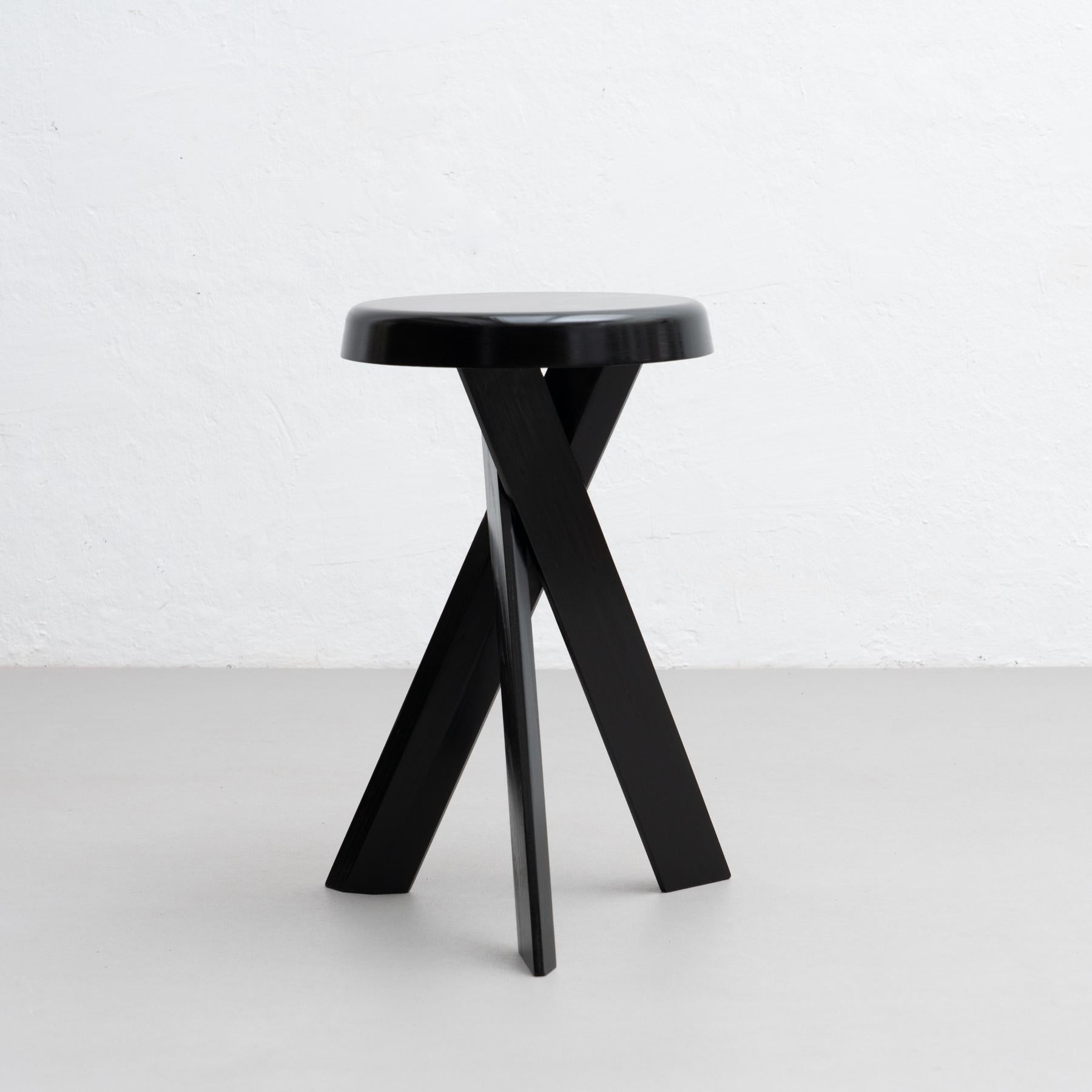 French Pierre Chapo Special Black Edition S31A Wood Stool