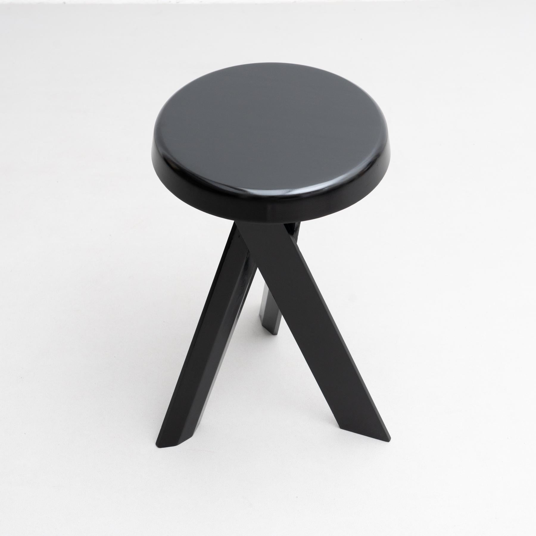 French Pierre Chapo Special Black Edition S31A Wood Stool