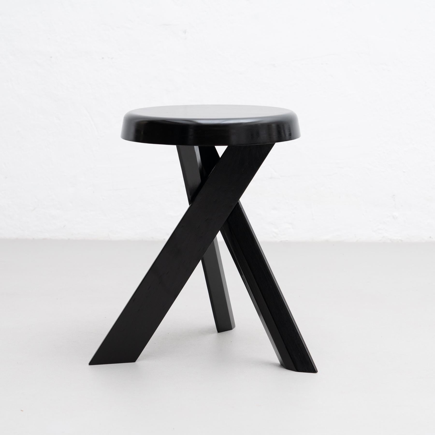 Mid-Century Modern Pierre Chapo Special Black Edition S31B Wood Stool