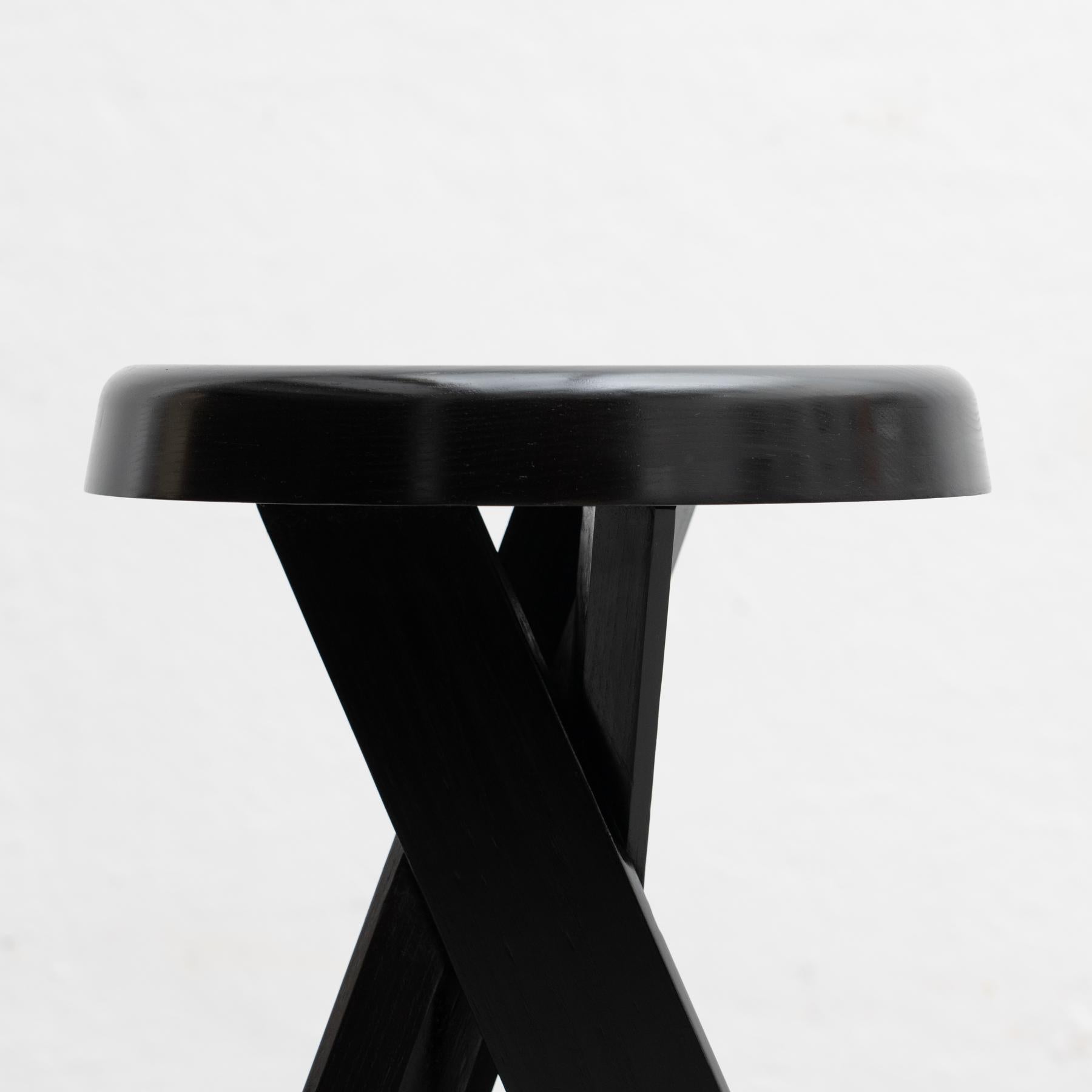 French Pierre Chapo Special Black Edition S31B Wood Stool