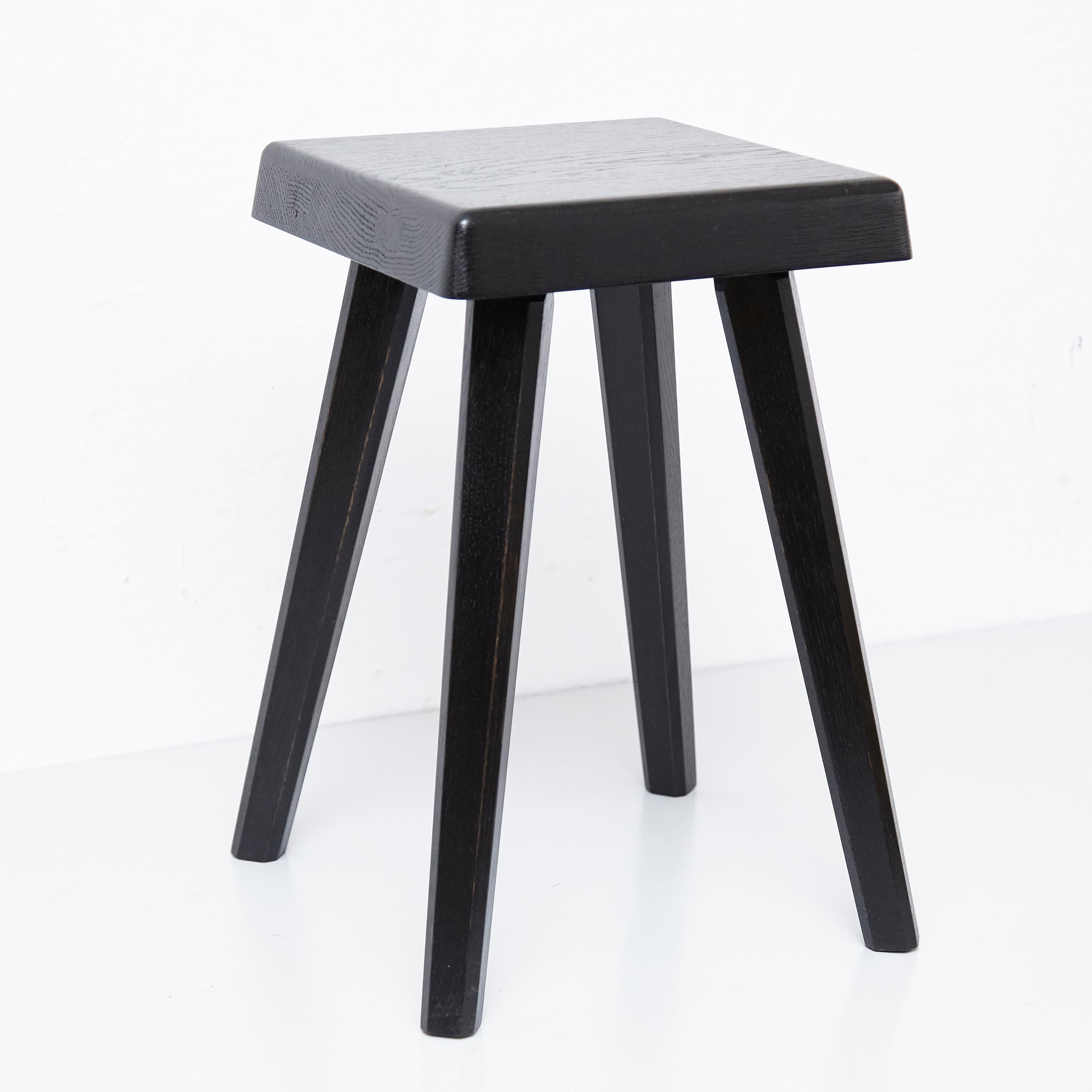 Special black edition stool designed by Pierre Chapo, manufactured in France, 1960s.
Manufactured by Chapo creations in 2019

Solid elmwood.

In good original condition, with minor wear consistent with age and use, preserving a beautiful