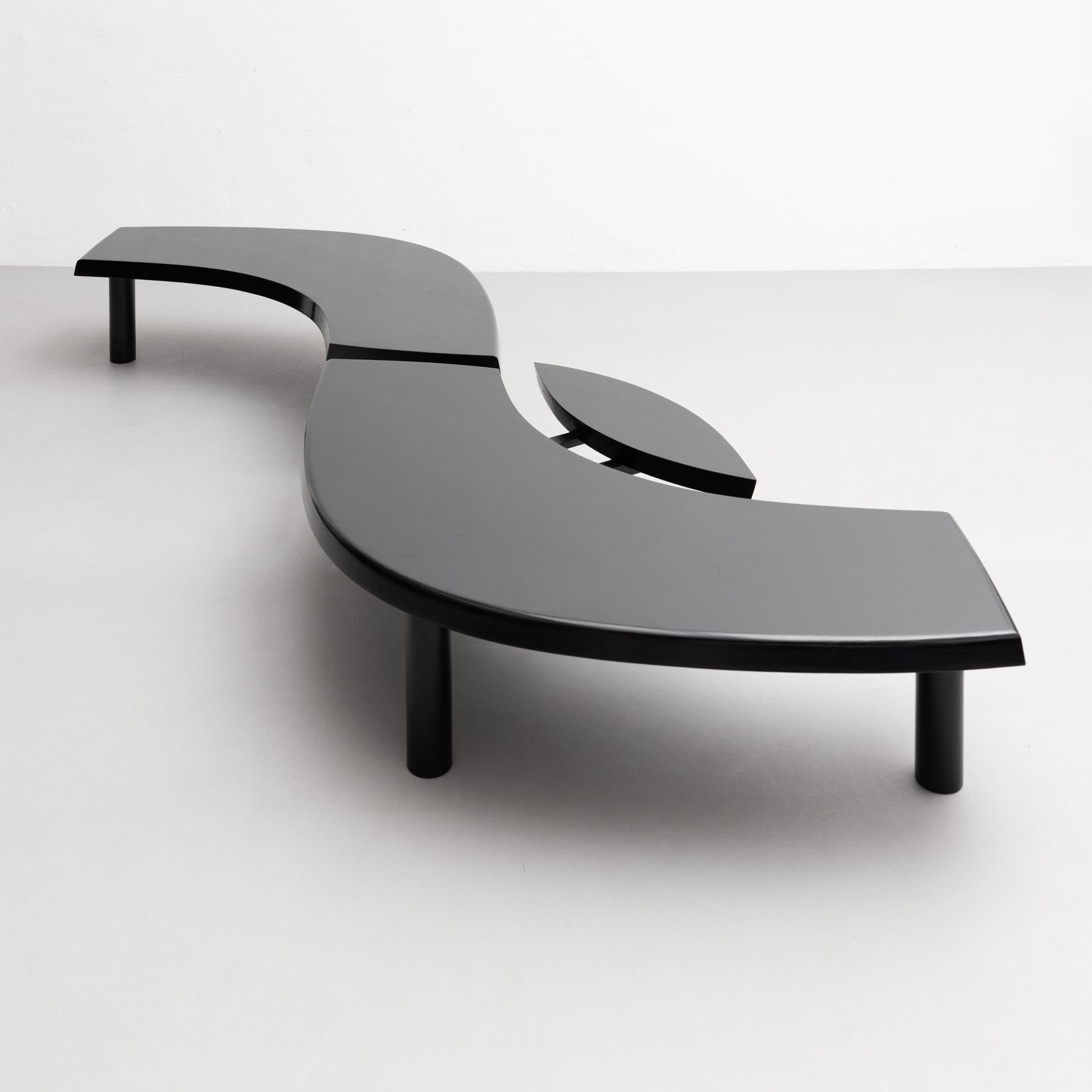 Wood Sleek Sophistication: Pierre Chapo's T22 Table in Special Black Edition For Sale