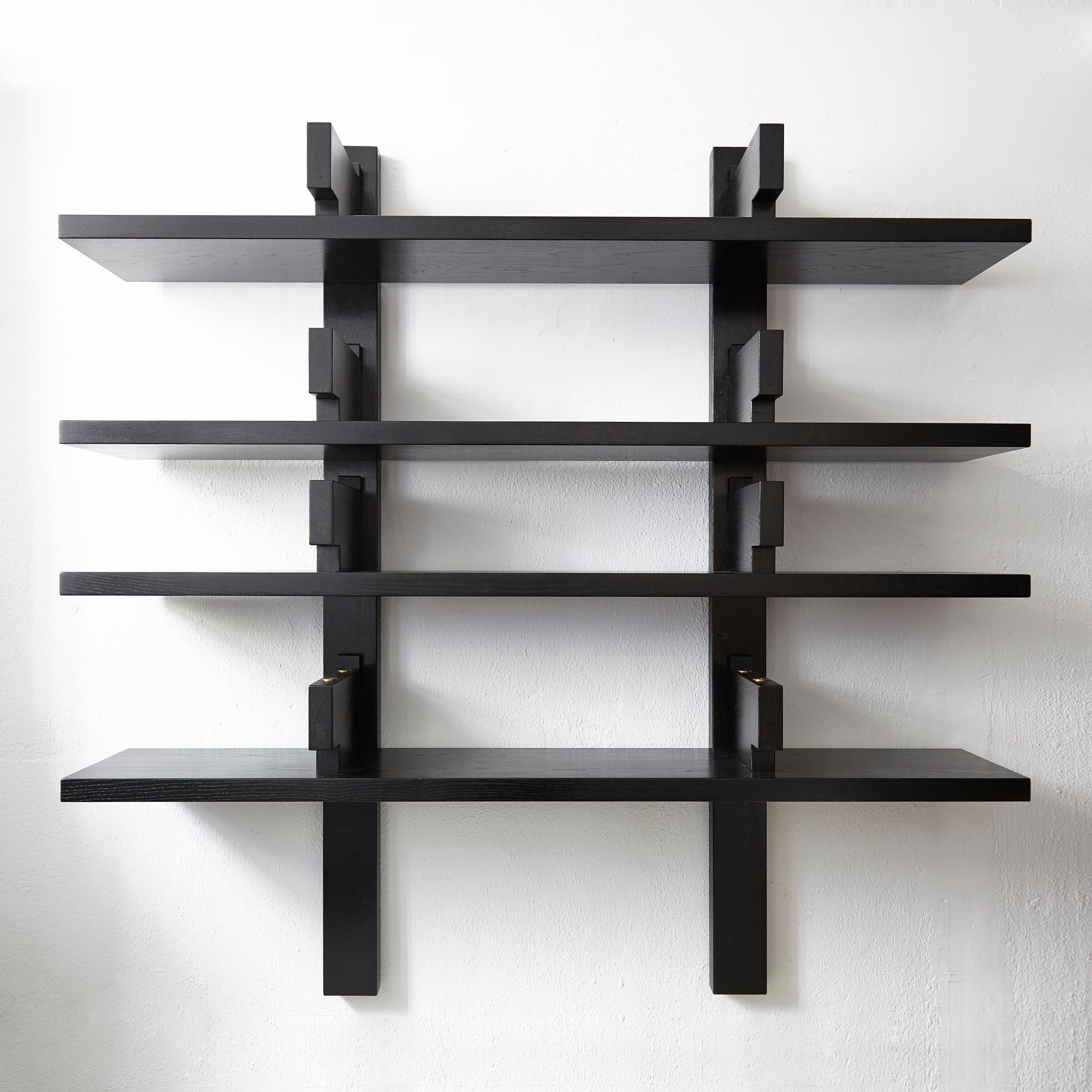 Special black edition of B17 wall-mounted book shelve designed by Pierre Chapo, circa 1970 in France.
Manufactured by Chapo Creation, 2019.
Oakwood.

In original condition, with wear consistent with age and use, preserving a beautiful