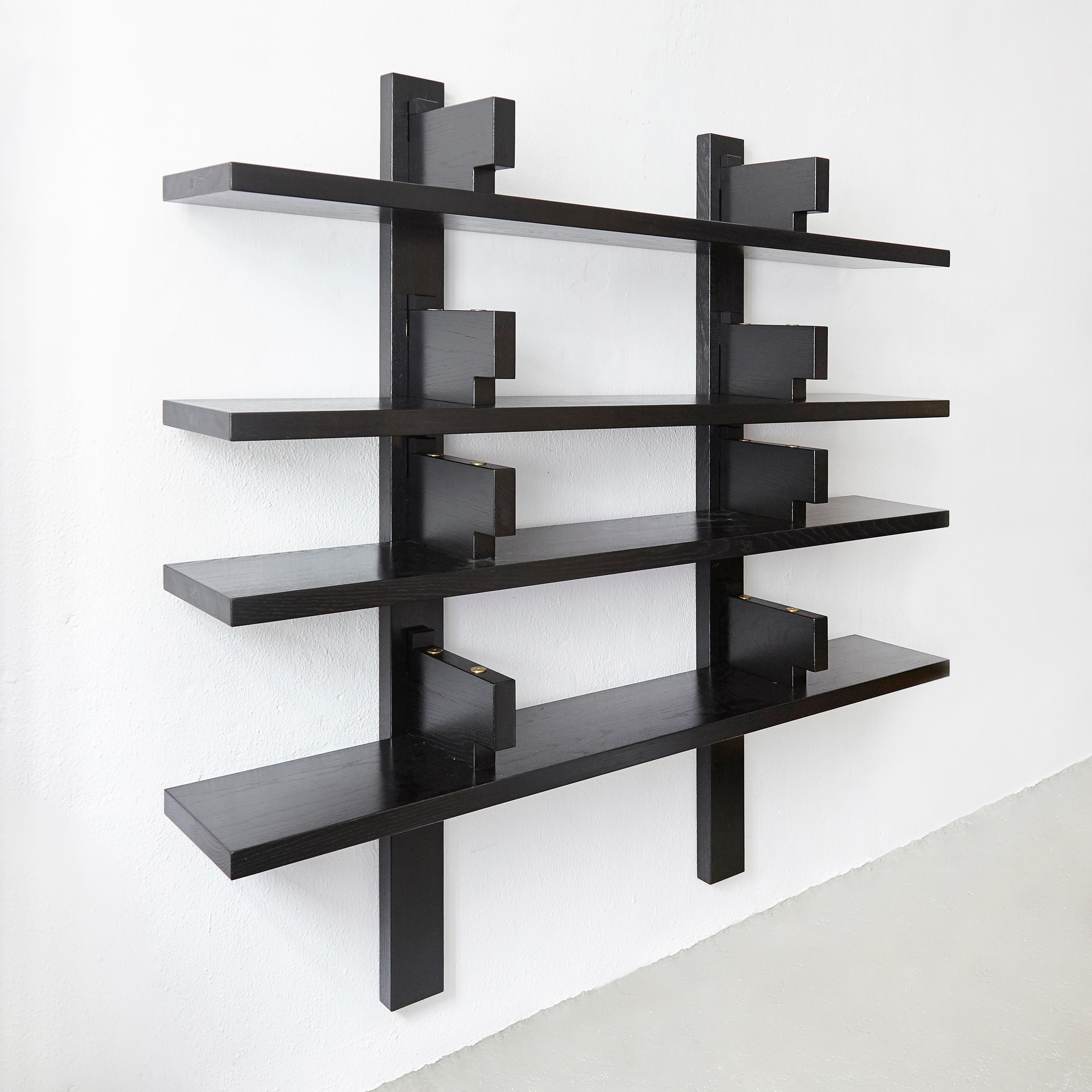Mid-Century Modern Pierre Chapo Special Black Edition Wall-Mounted Book Shelve B17 For Sale