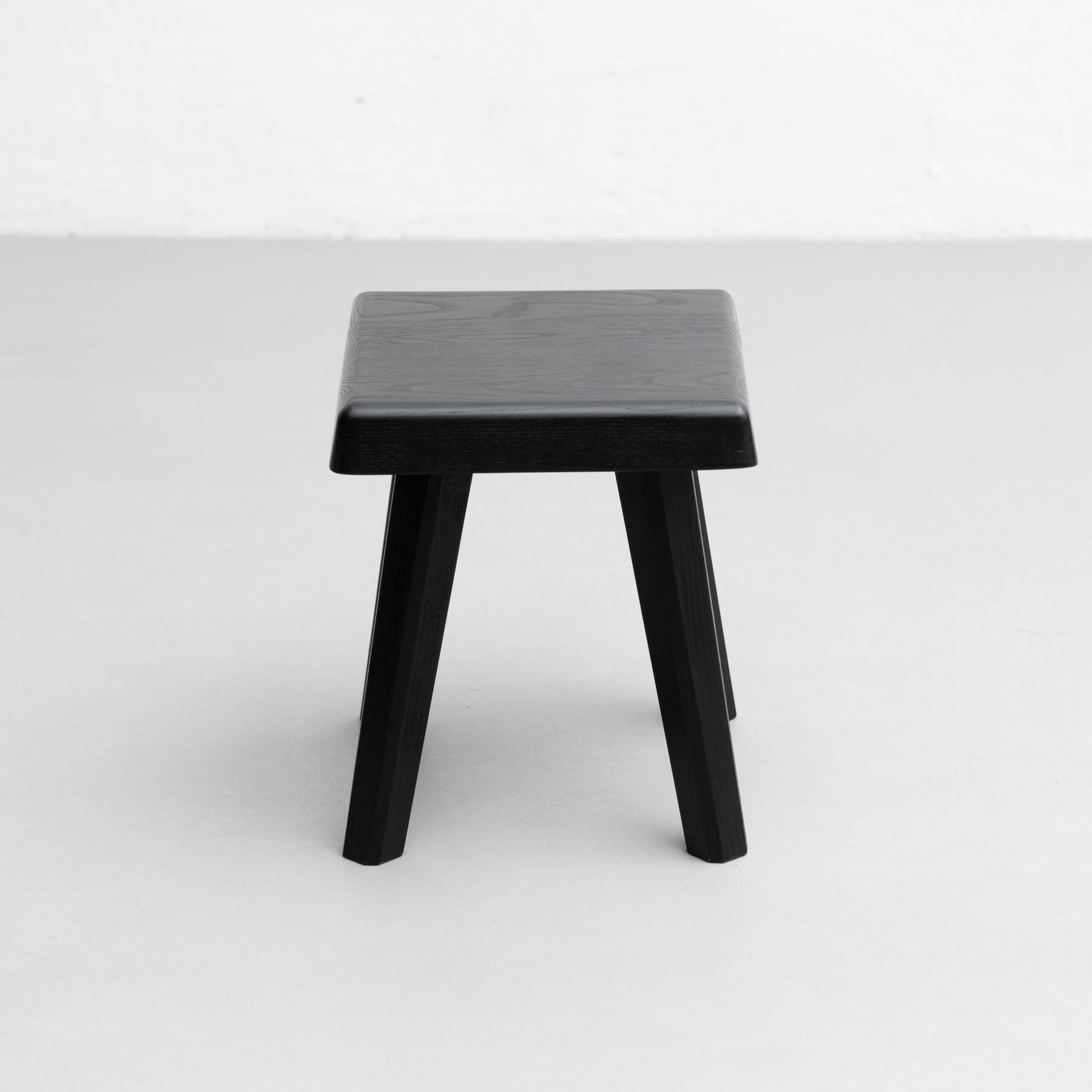 Mid-Century Modern Pierre Chapo Special Black Wood Edition S01R Stool