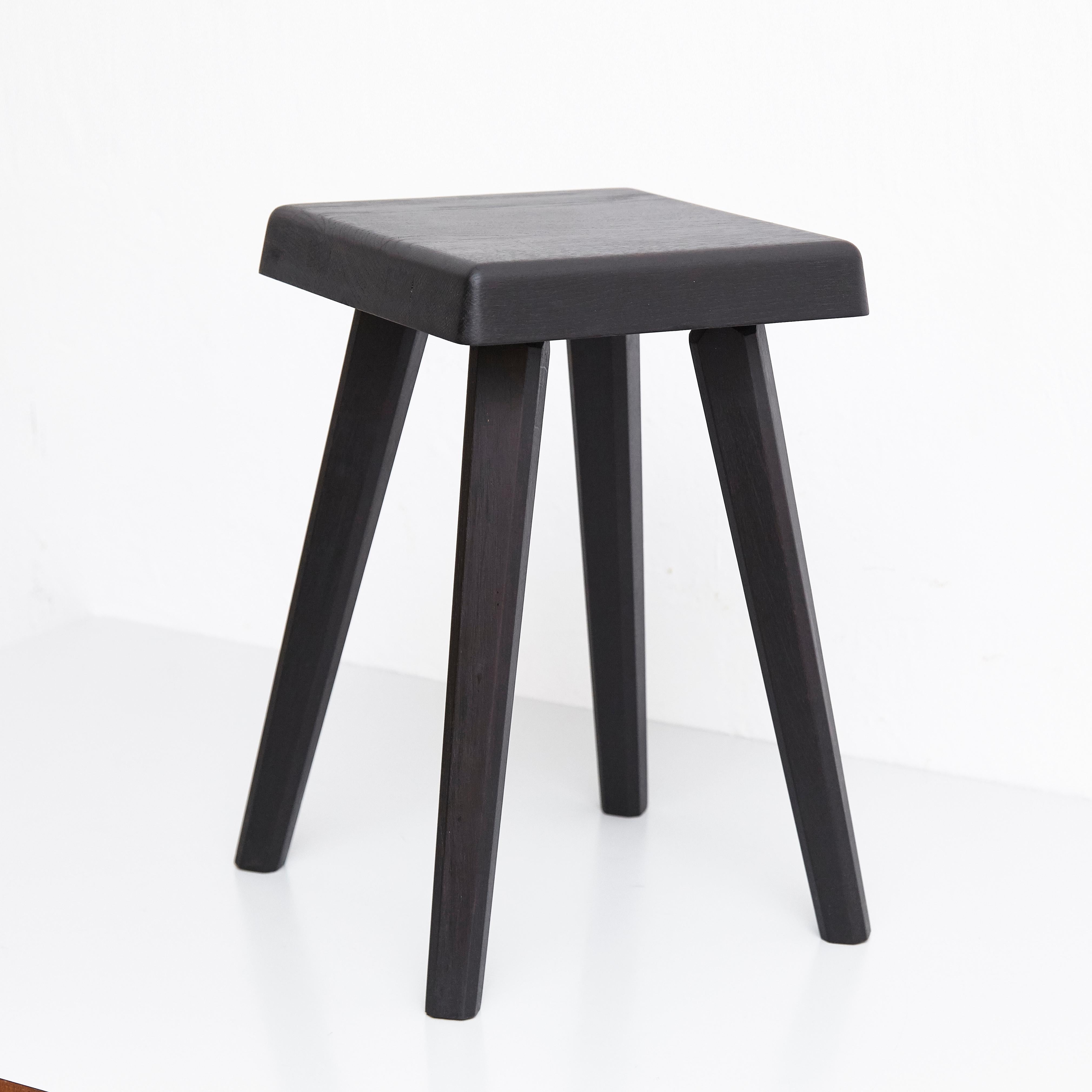 Pair of Pierre Chapo Special Black Wood Edition Stool 8