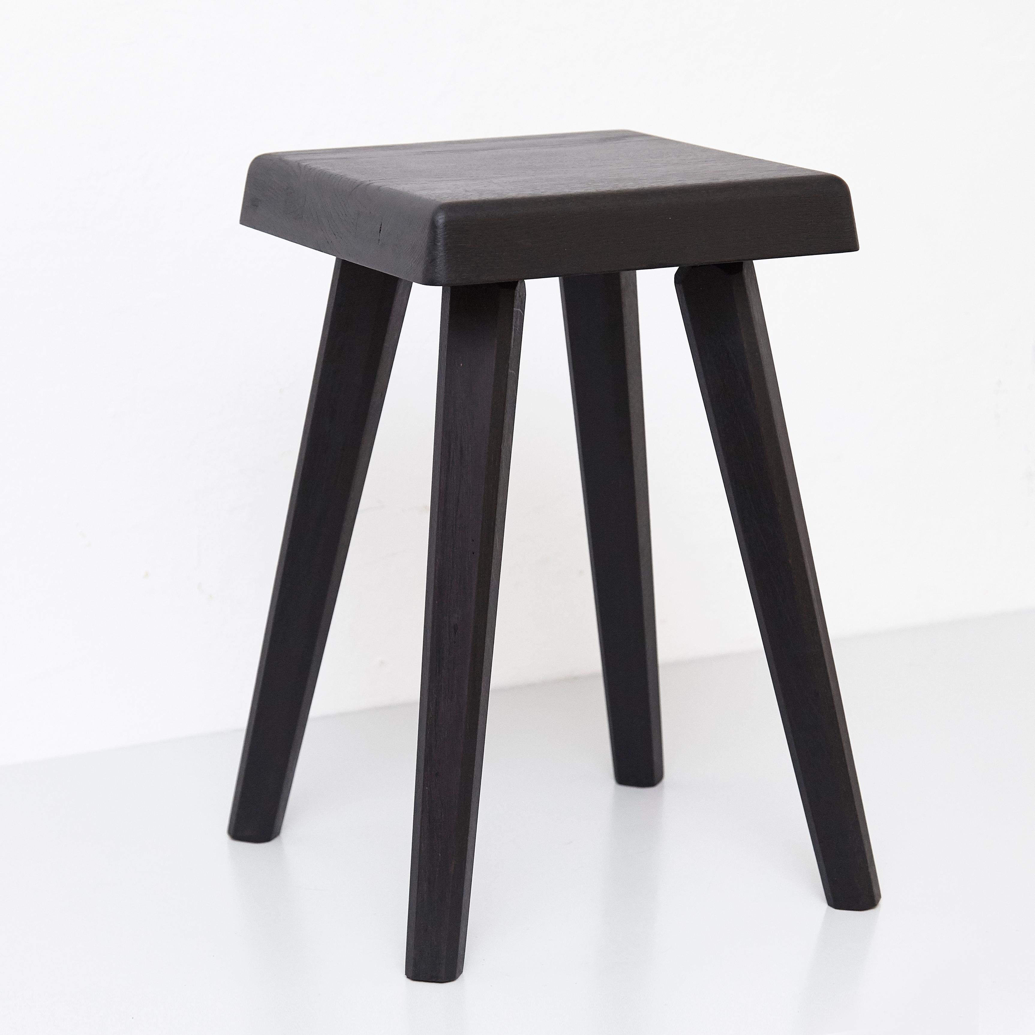 Pair of Pierre Chapo Special Black Wood Edition Stool 9