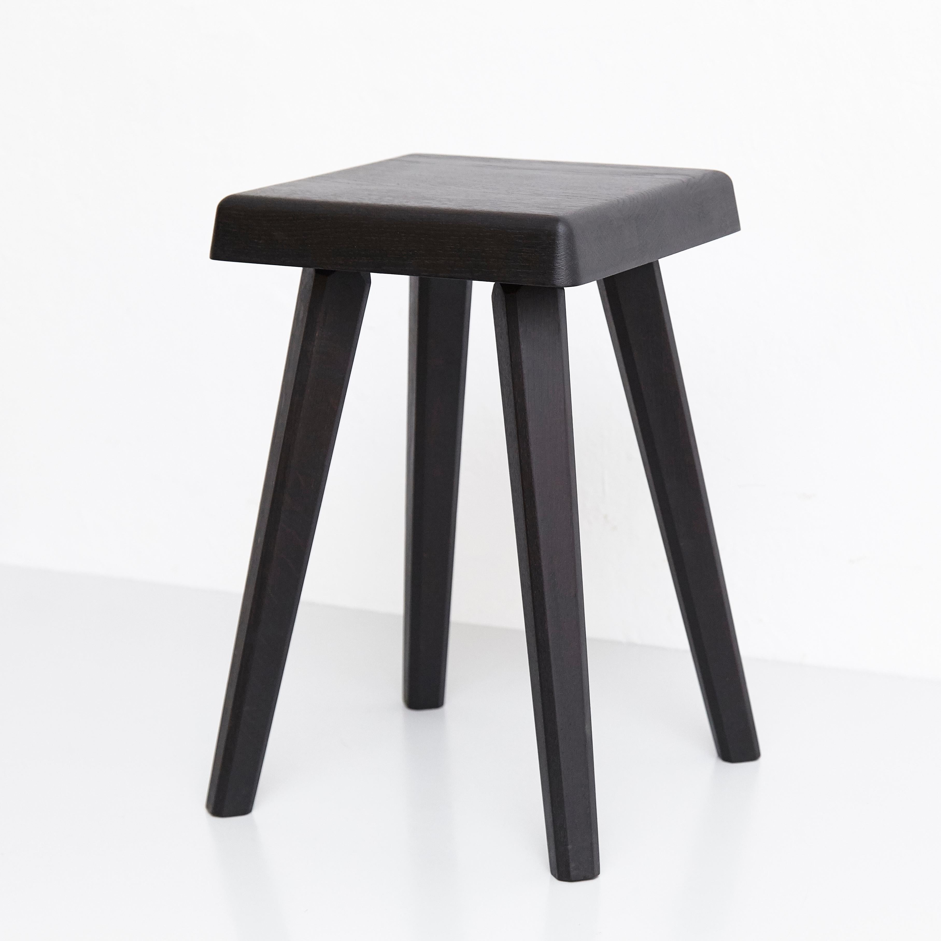 Pair of Pierre Chapo Special Black Wood Edition Stool 10