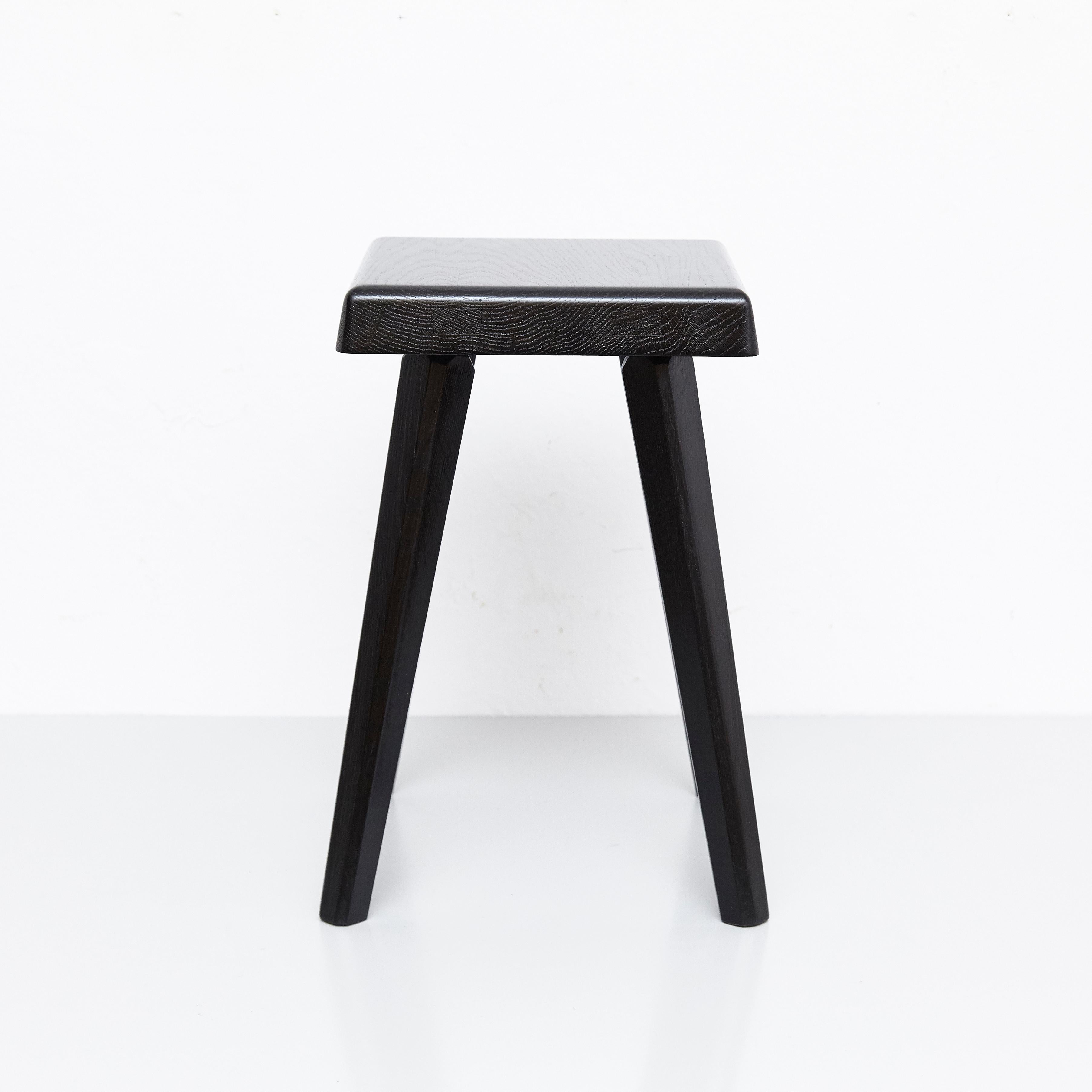 Mid-Century Modern Pierre Chapo Special Black Wood Edition Stool