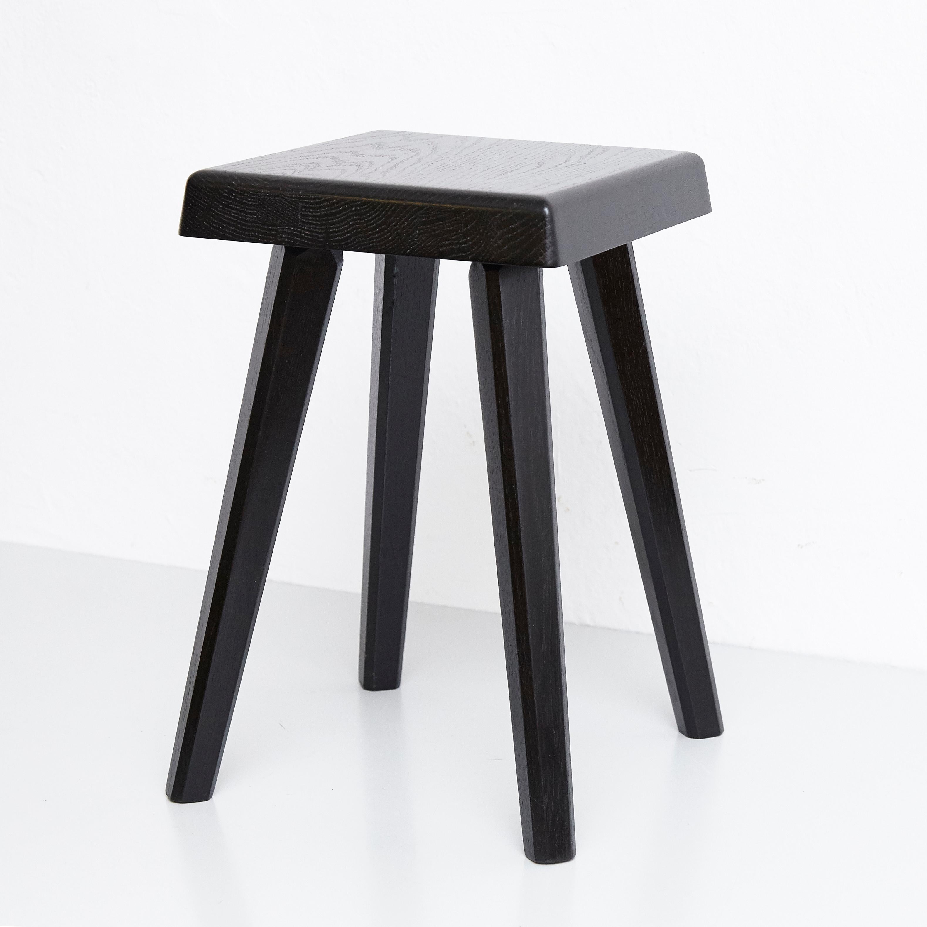 Pierre Chapo Special Black Wood Edition Stool In Good Condition In Barcelona, Barcelona