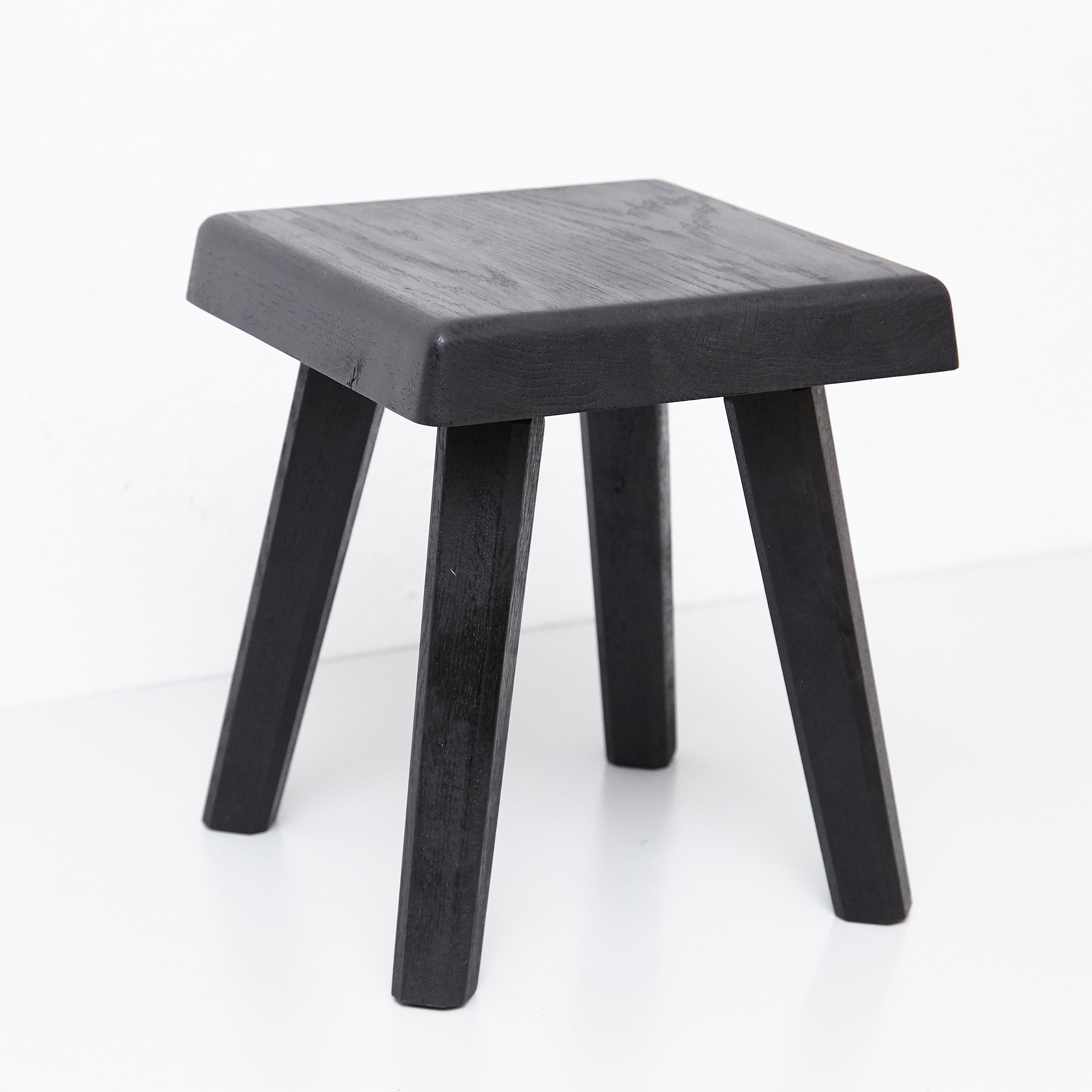 Pair of Pierre Chapo Special Black Wood Edition Stool In Good Condition In Barcelona, Barcelona