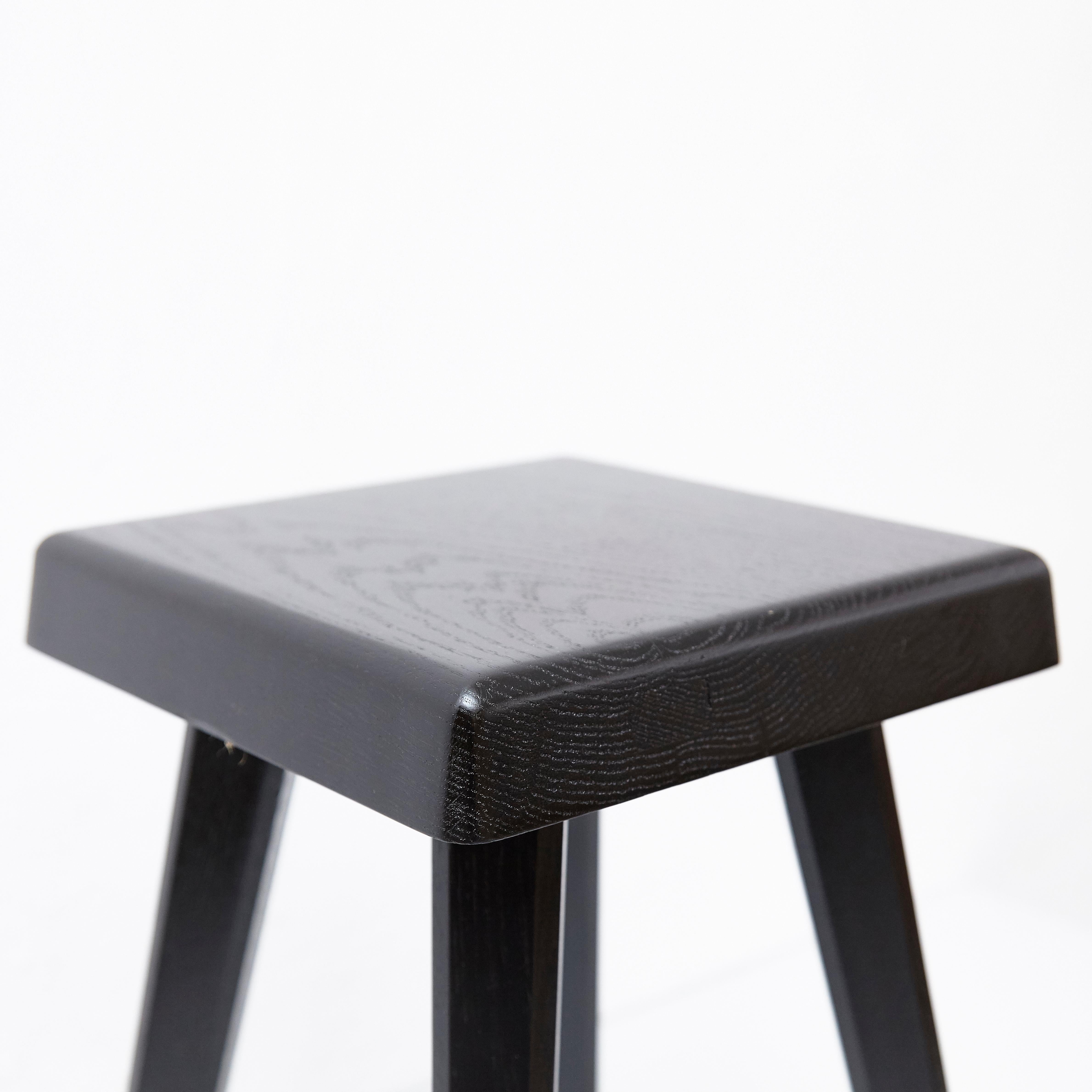 Pierre Chapo Special Black Wood Edition Stool In Good Condition In Barcelona, Barcelona