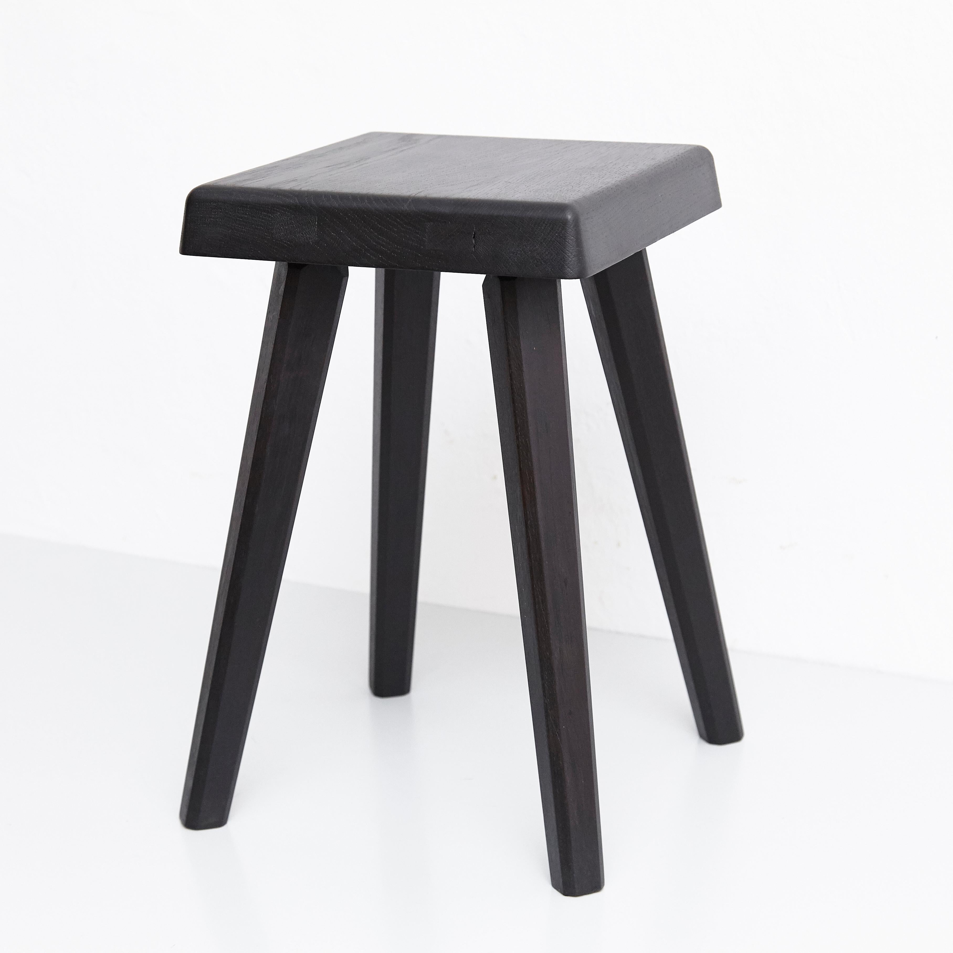 Contemporary Pierre Chapo Special Black Wood Edition Stool