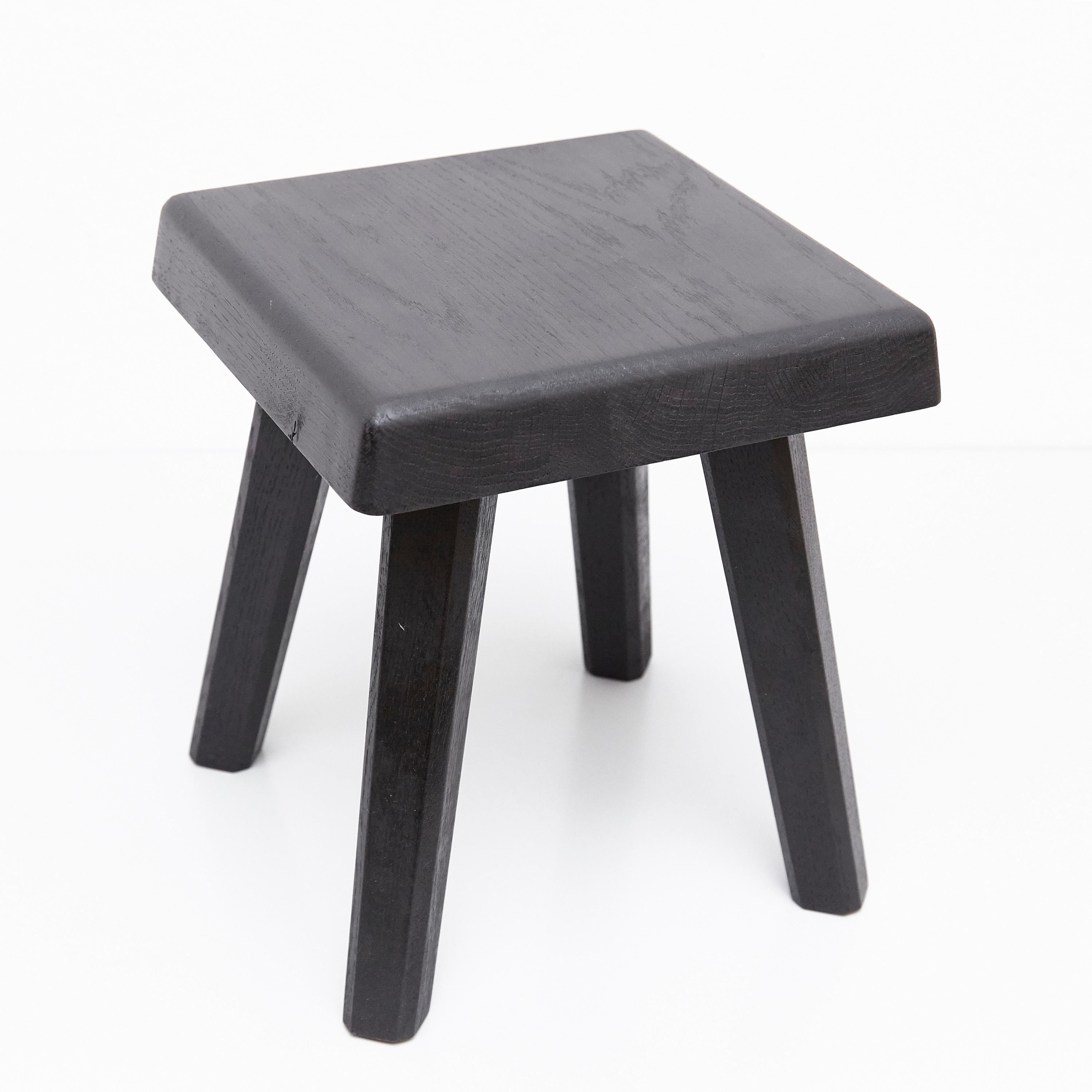 Mid-20th Century Pierre Chapo Special Black Wood Edition Stool