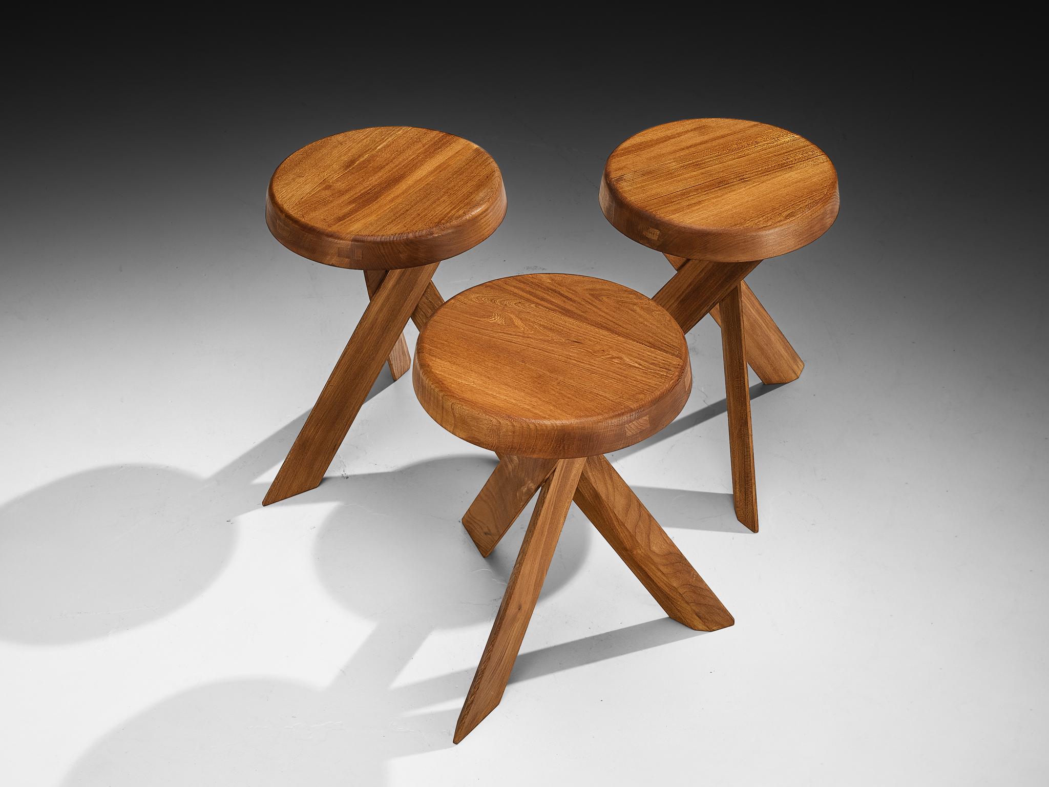 Late 20th Century Pierre Chapo Stool 'S13A' in Elm For Sale