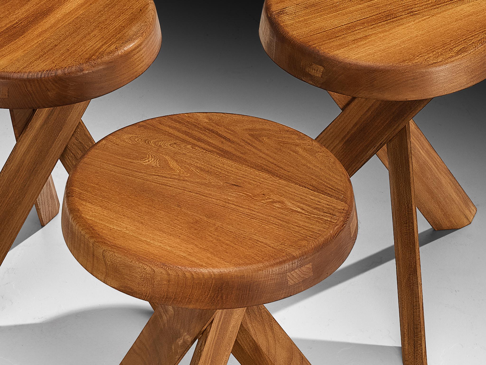 Pierre Chapo Stool 'S13A' in Elm For Sale 3