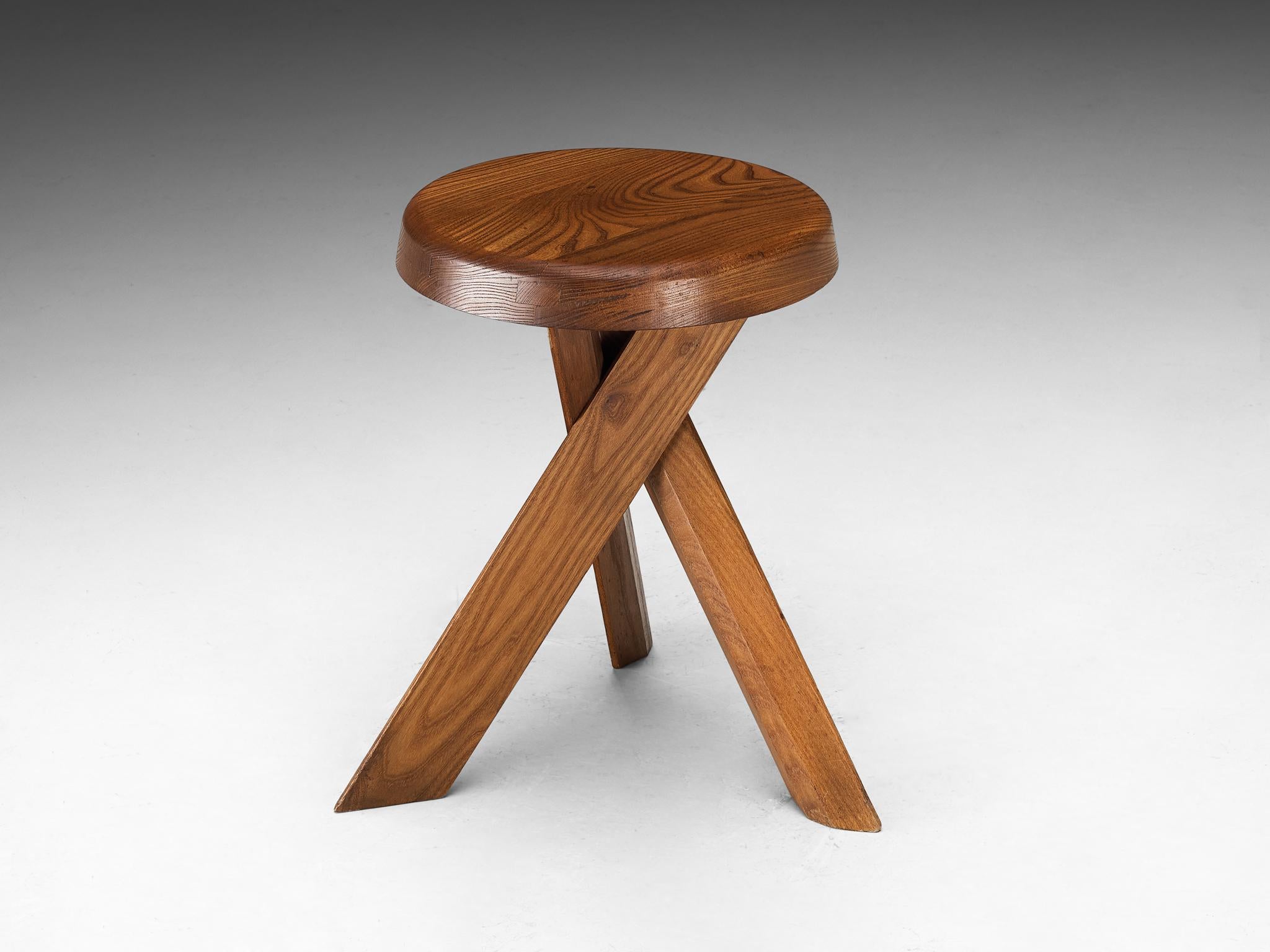 Pierre Chapo, stool, model 'S31A', solid elm, France, circa 1974

This S31A stool is one of the early editions designed by Pierre Chapo, known for his hallmark use of solid elmwood and a commitment to pure and clean design and construction