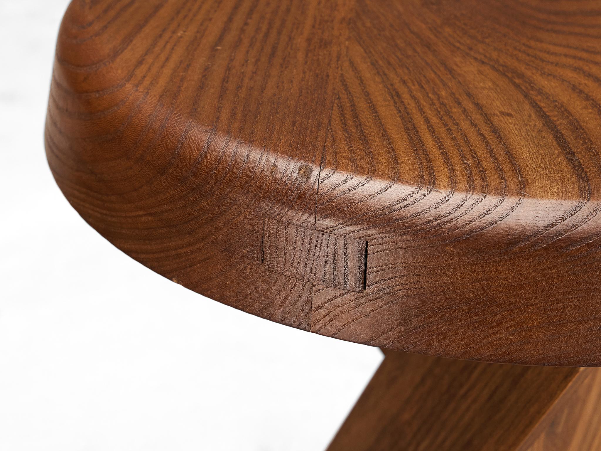 Pierre Chapo Stool 'S13A' in Solid Elm In Good Condition In Waalwijk, NL