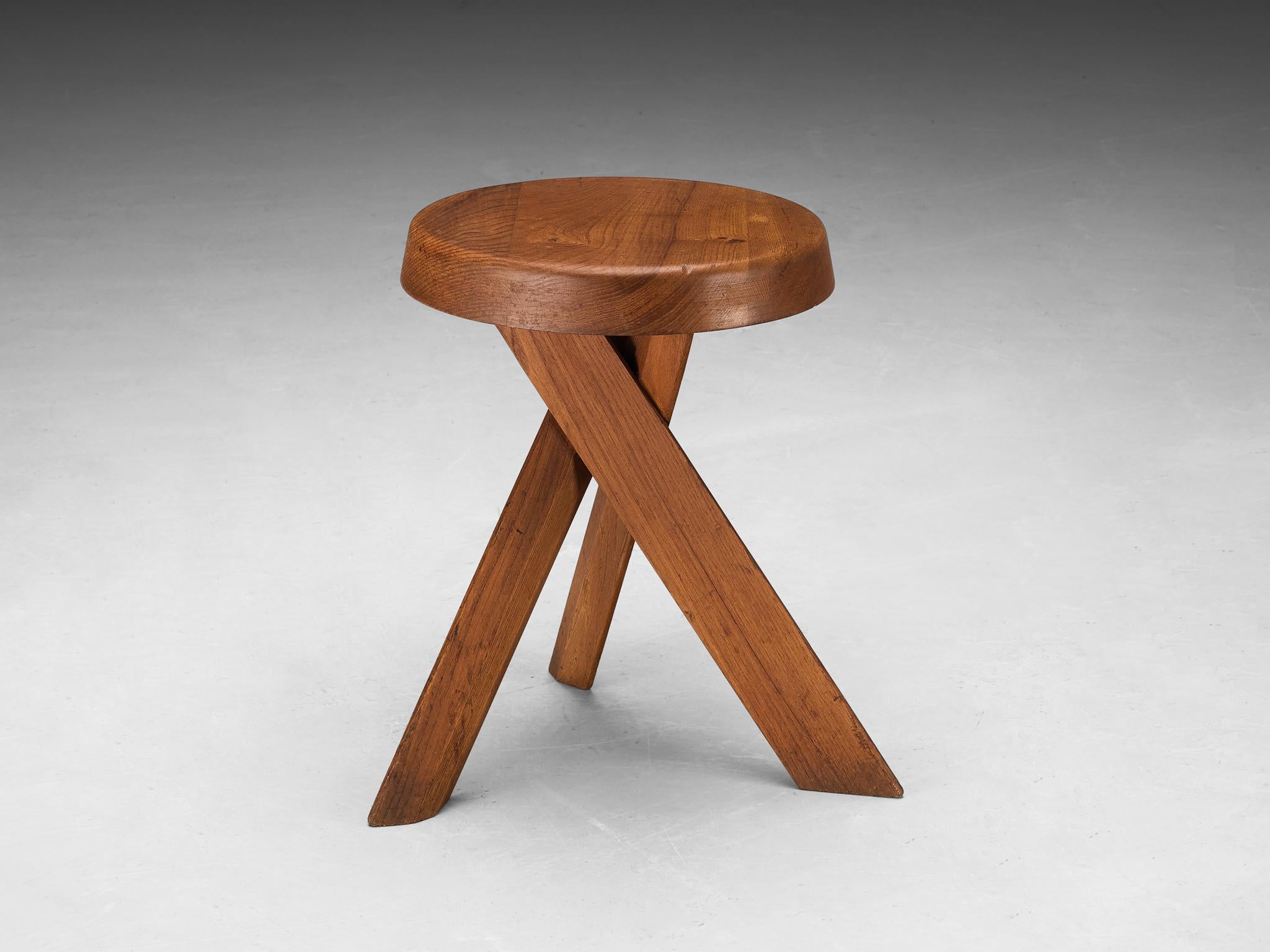Late 20th Century Pierre Chapo Stool 'S13A' in Solid Elm  For Sale