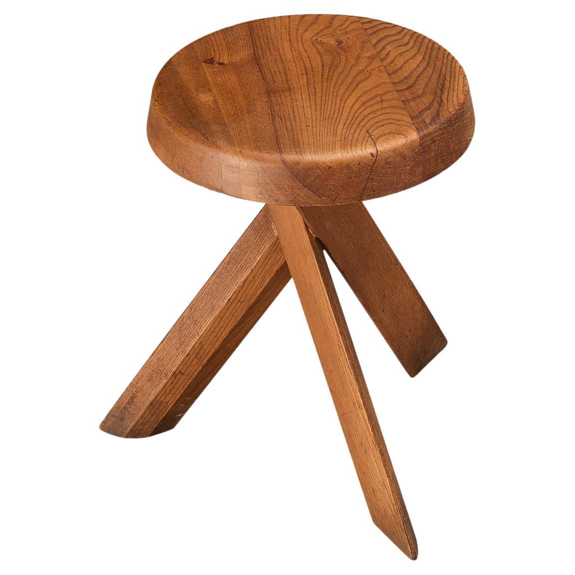Pierre Chapo Stool 'S13A' in Solid Elm  For Sale