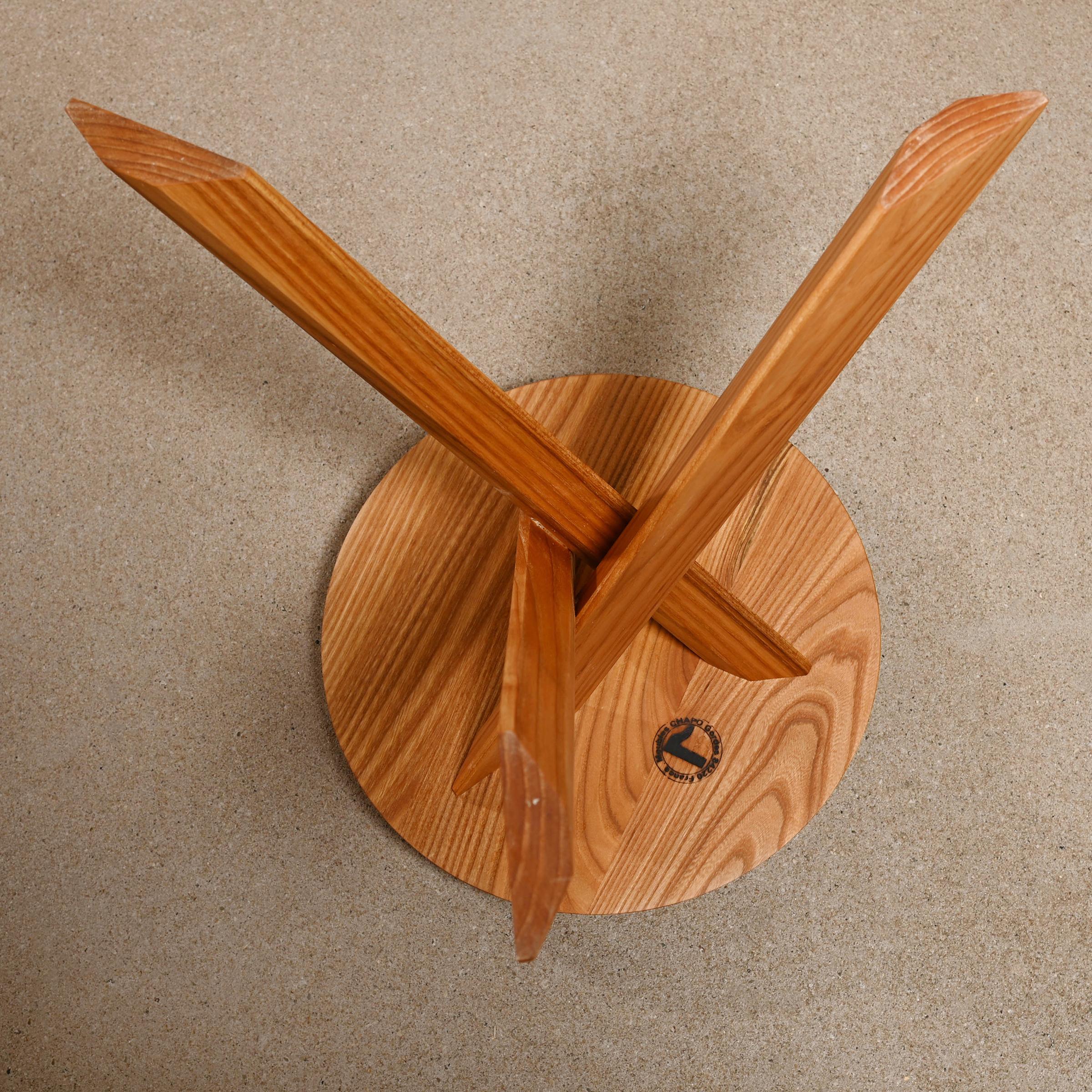 Tabouret Pierre Chapo S31 'Model A' en Elmwoods massif, France 8