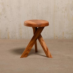 Pierre Chapo Stool S31 'Model A' in solid Elmwood, France