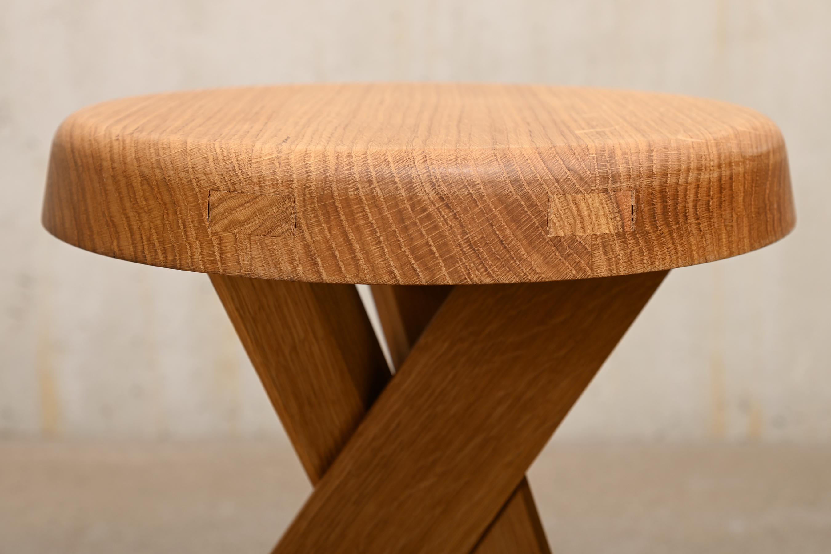 Mid-20th Century Pierre Chapo Stool S31 'Model A' in solid Oak, France For Sale