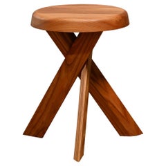 Pierre Chapo Stool S31A in solid Elmwood by Chapo Creation, France