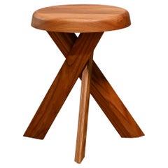 Pierre Chapo Stool S31A in solid Elmwood by Chapo Creation, France