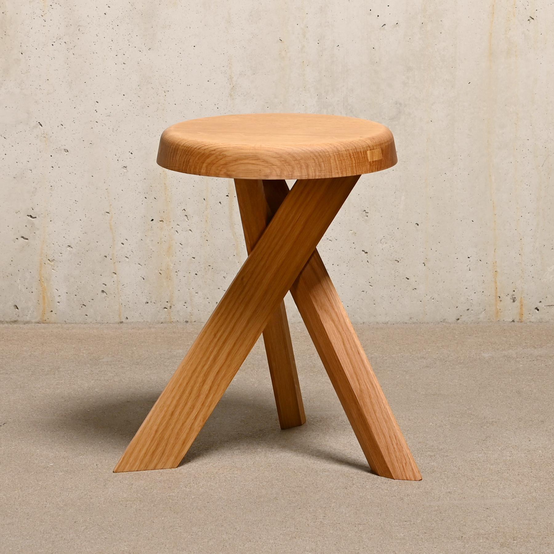 Mid-Century Modern Pierre Chapo Stool S31A in Solid Oak by Chapo Creation, France