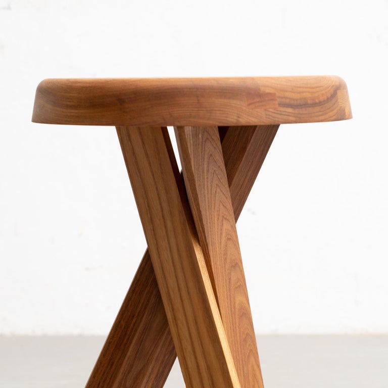 Pierre Chapo Stool S31A Solid Elmwood at 1stDibs