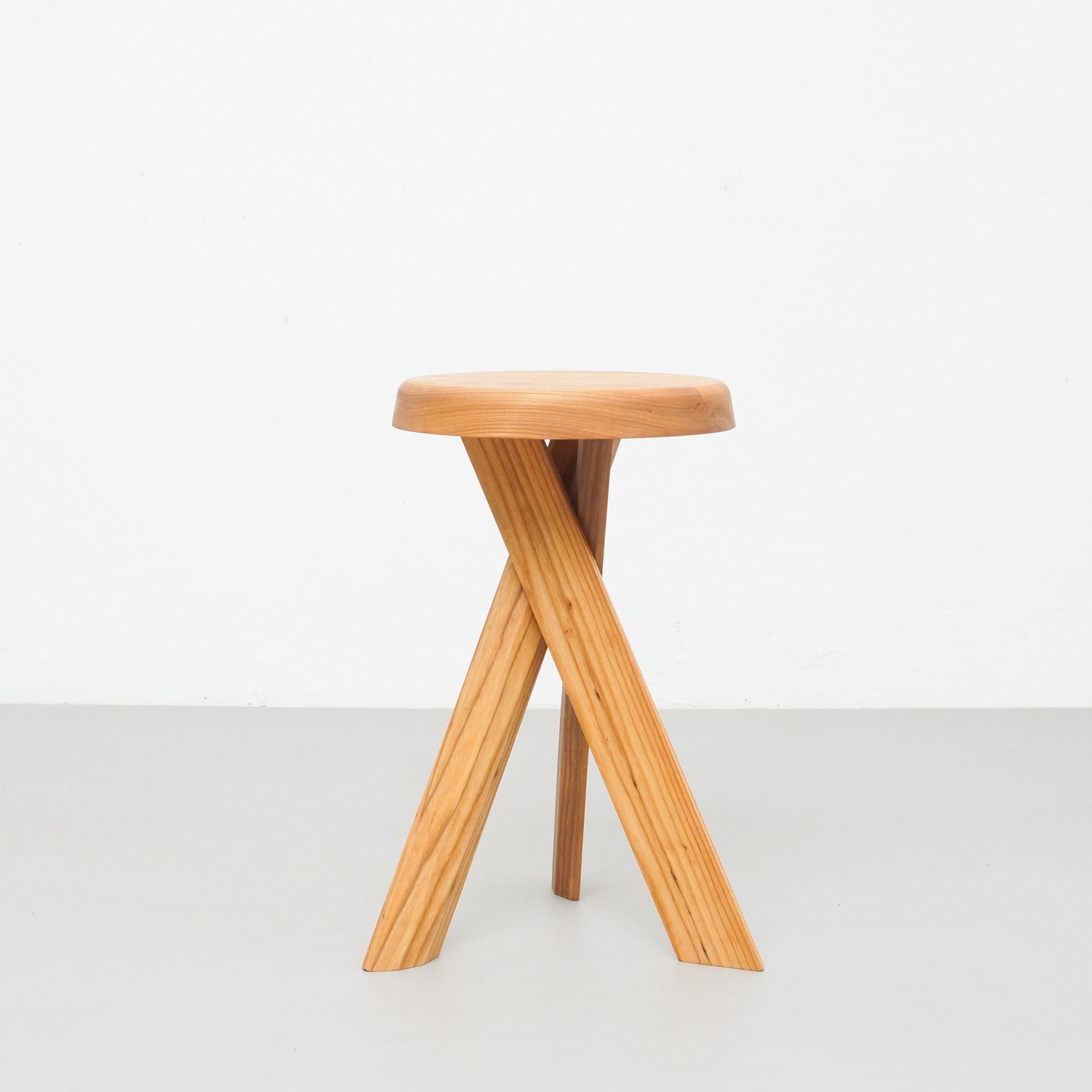 S 31 A stool designed by Pierre Chapo, circa 1960.
Manufactured by Chapo Creation in France, 2020.
Stamped solid elmwood.

In good original condition, with minor wear consistent with age and use, preserving a beautiful patina.

Pierre Chapo is