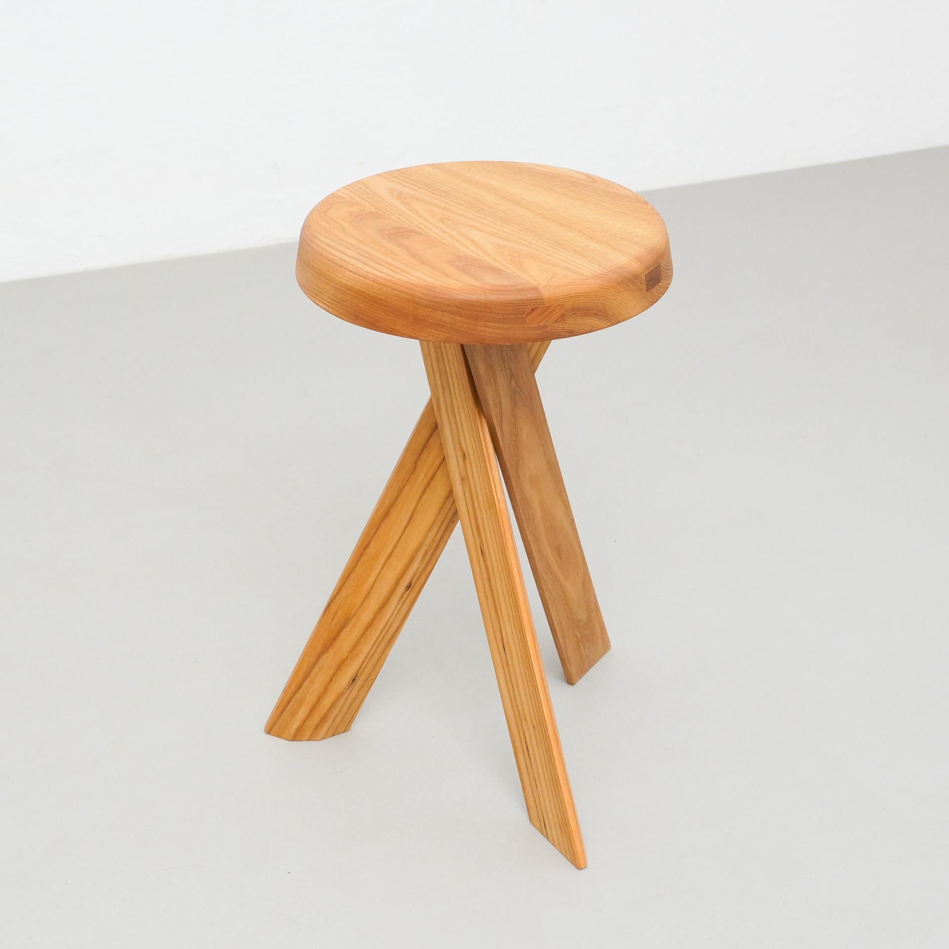 Pierre Chapo Stool S31A Solid Elmwood In Good Condition In Barcelona, Barcelona