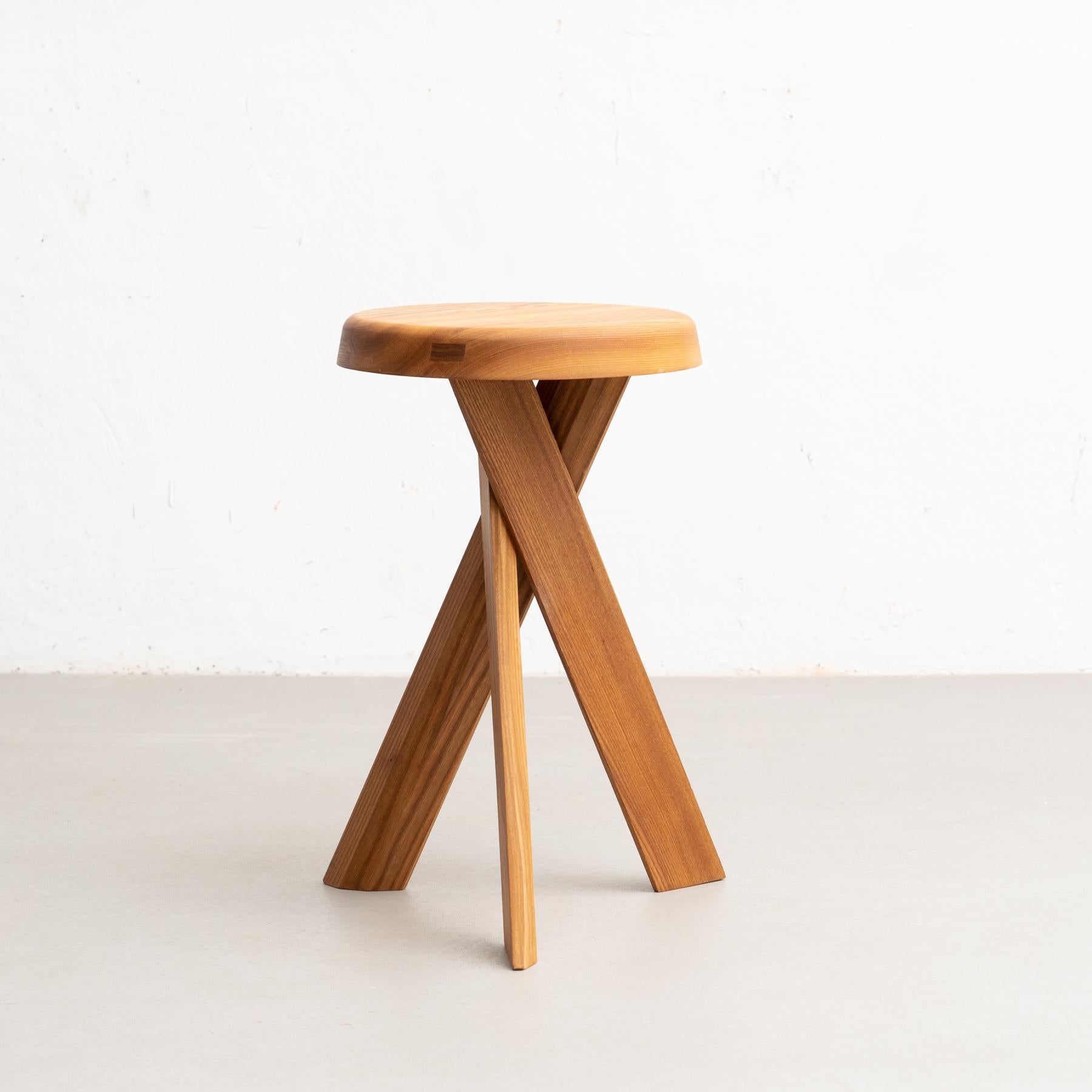 French Pierre Chapo Stool S31A Solid Elmwood