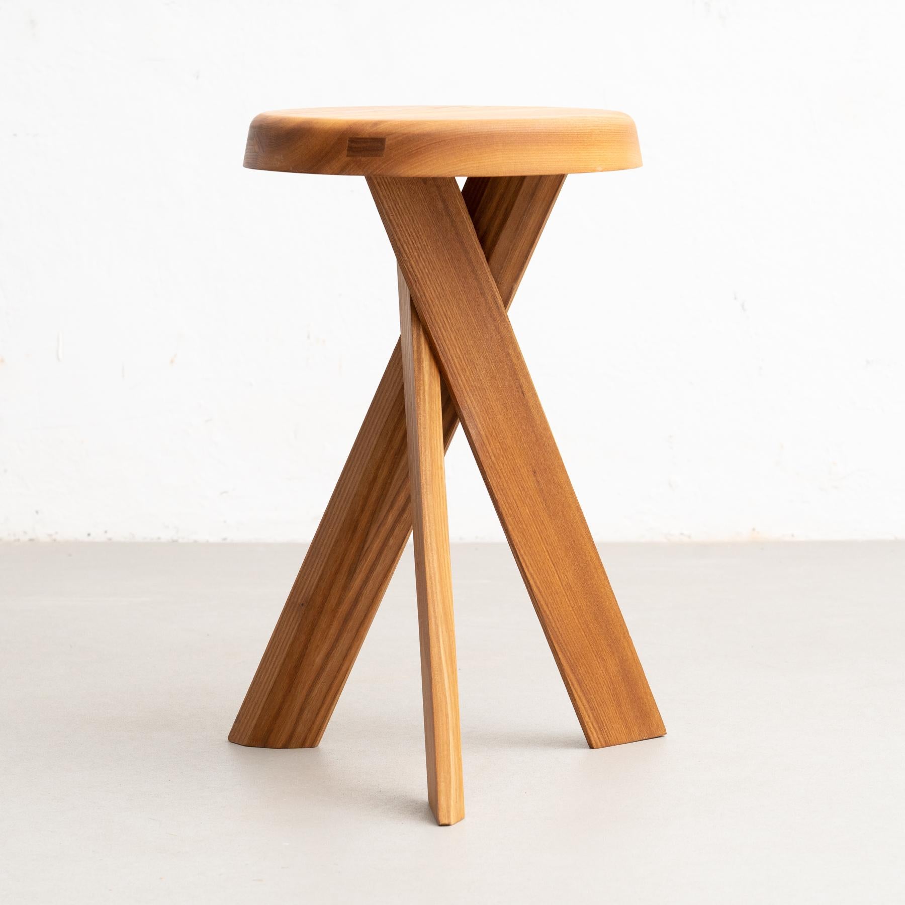 Pierre Chapo Stool S31A Solid Elmwood In Good Condition In Barcelona, Barcelona