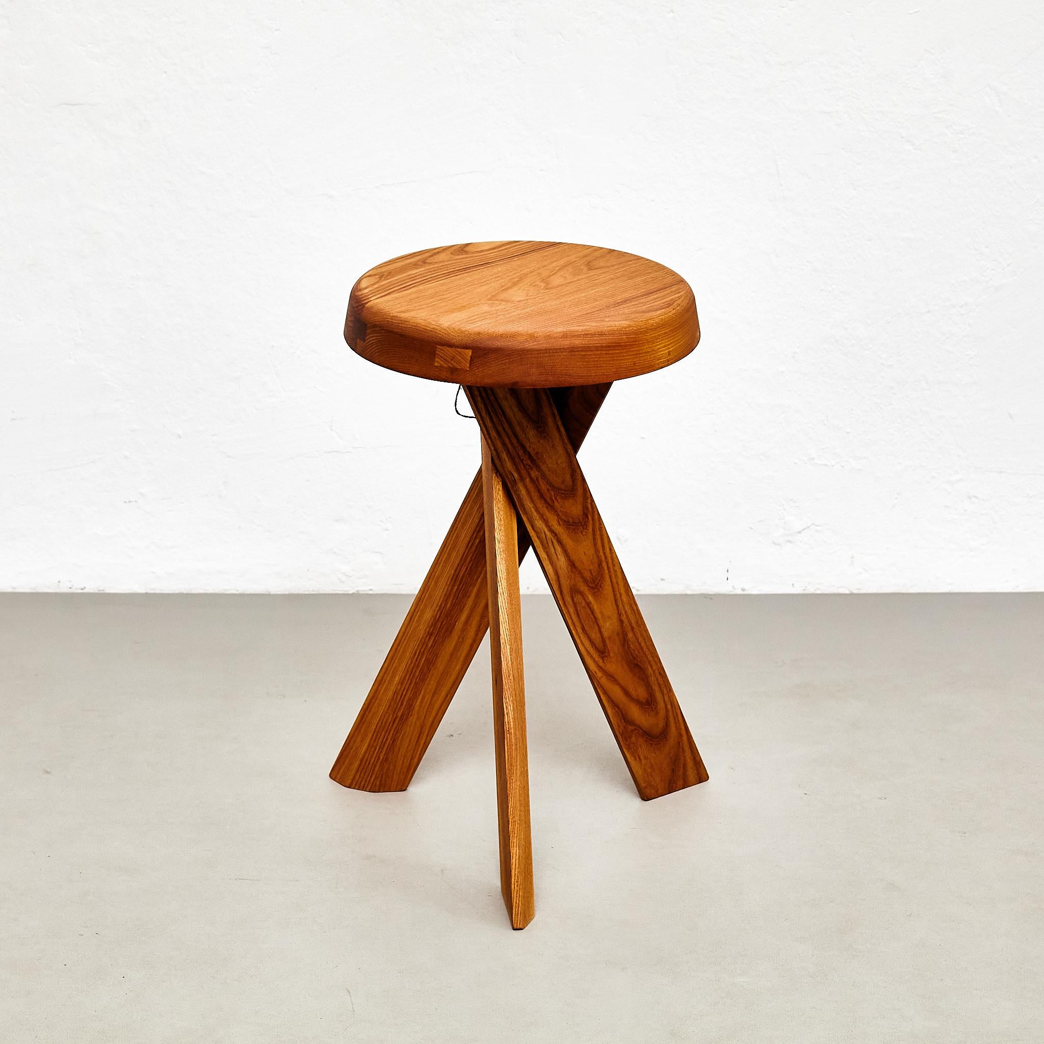 Pierre Chapo Stool S31A Solid Elmwood In Good Condition For Sale In Barcelona, Barcelona