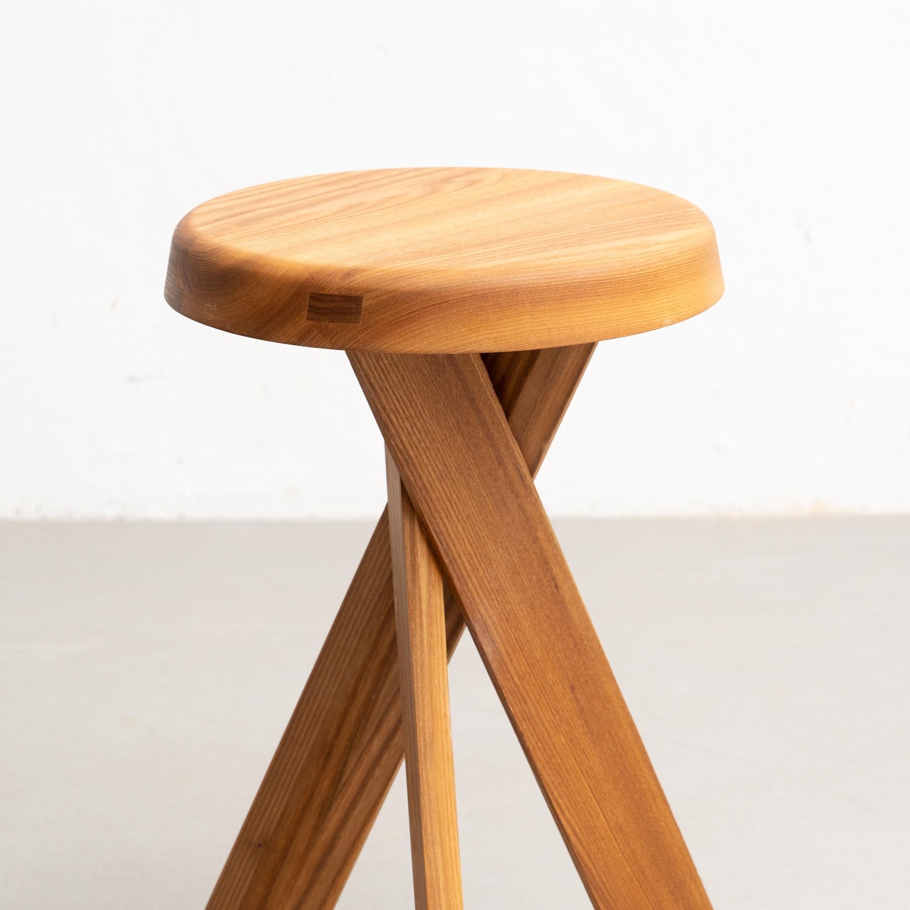 Contemporary Pierre Chapo Stool S31A Solid Elmwood