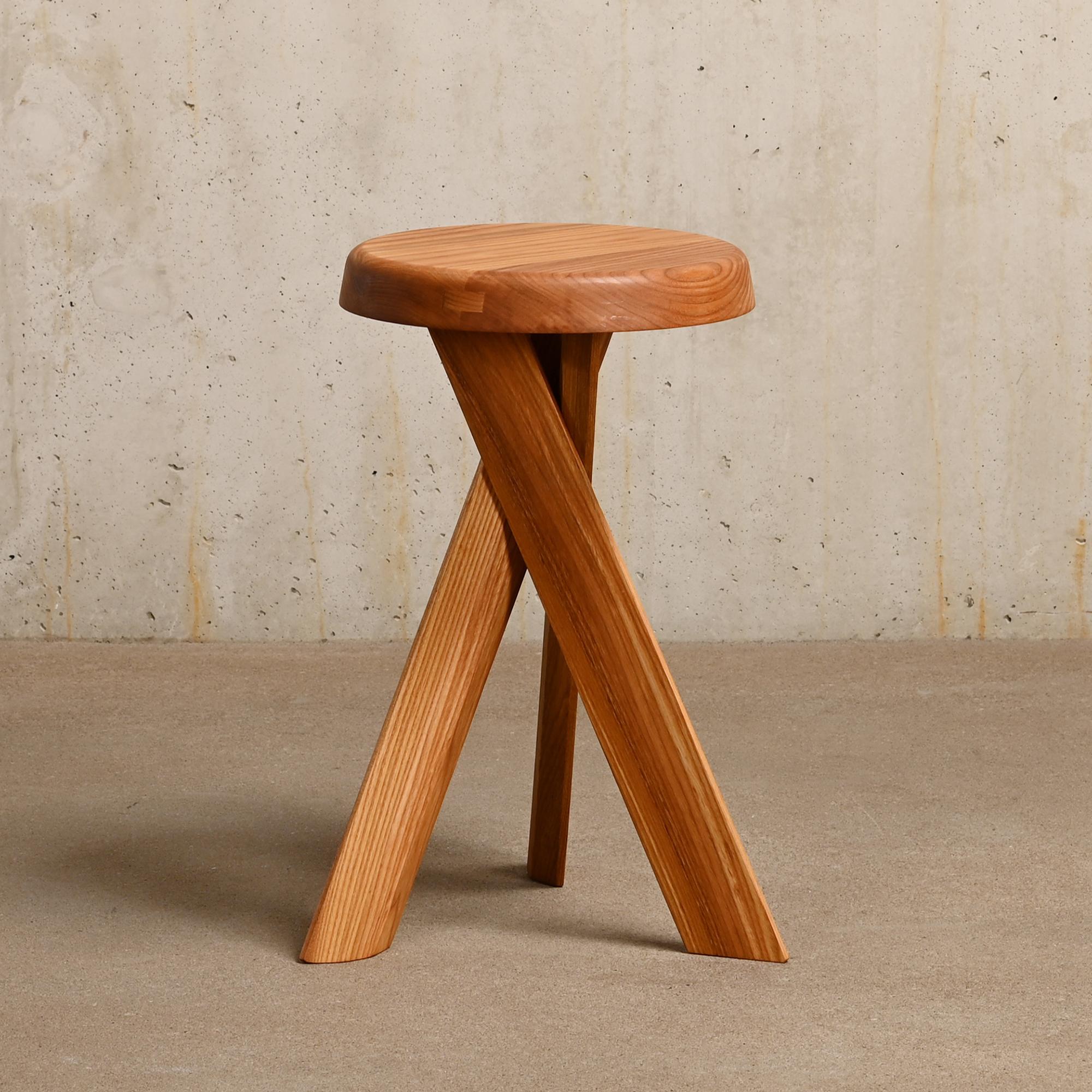 Mid-Century Modern Pierre Chapo Stool S31b in Solid Elm by Chapo Creation, France
