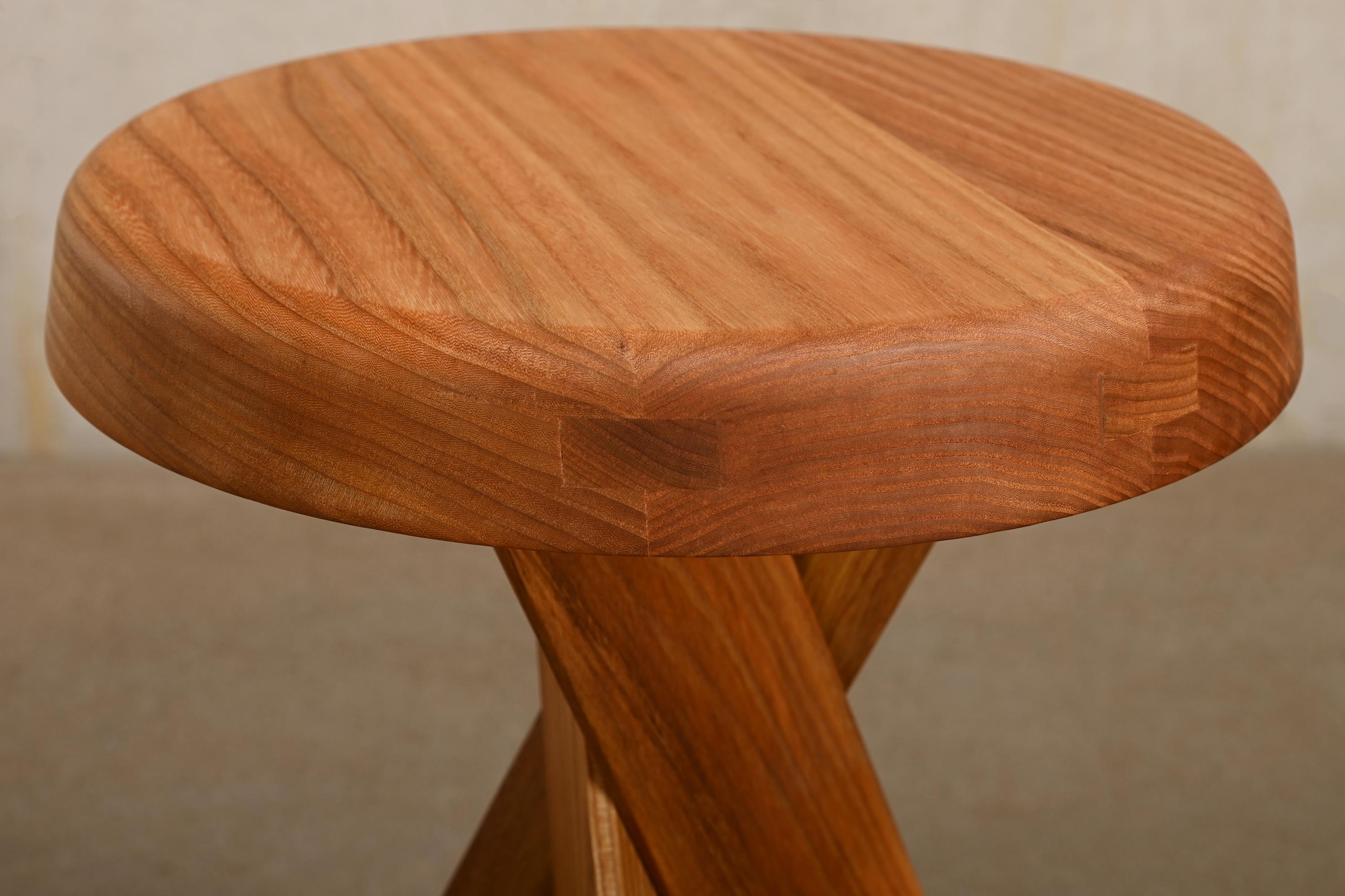 Mid-20th Century Pierre Chapo Stool S31b in Solid Elm by Chapo Creation, France