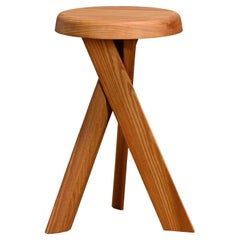 Vintage Pierre Chapo Stool S31b in Solid Elm by Chapo Creation, France