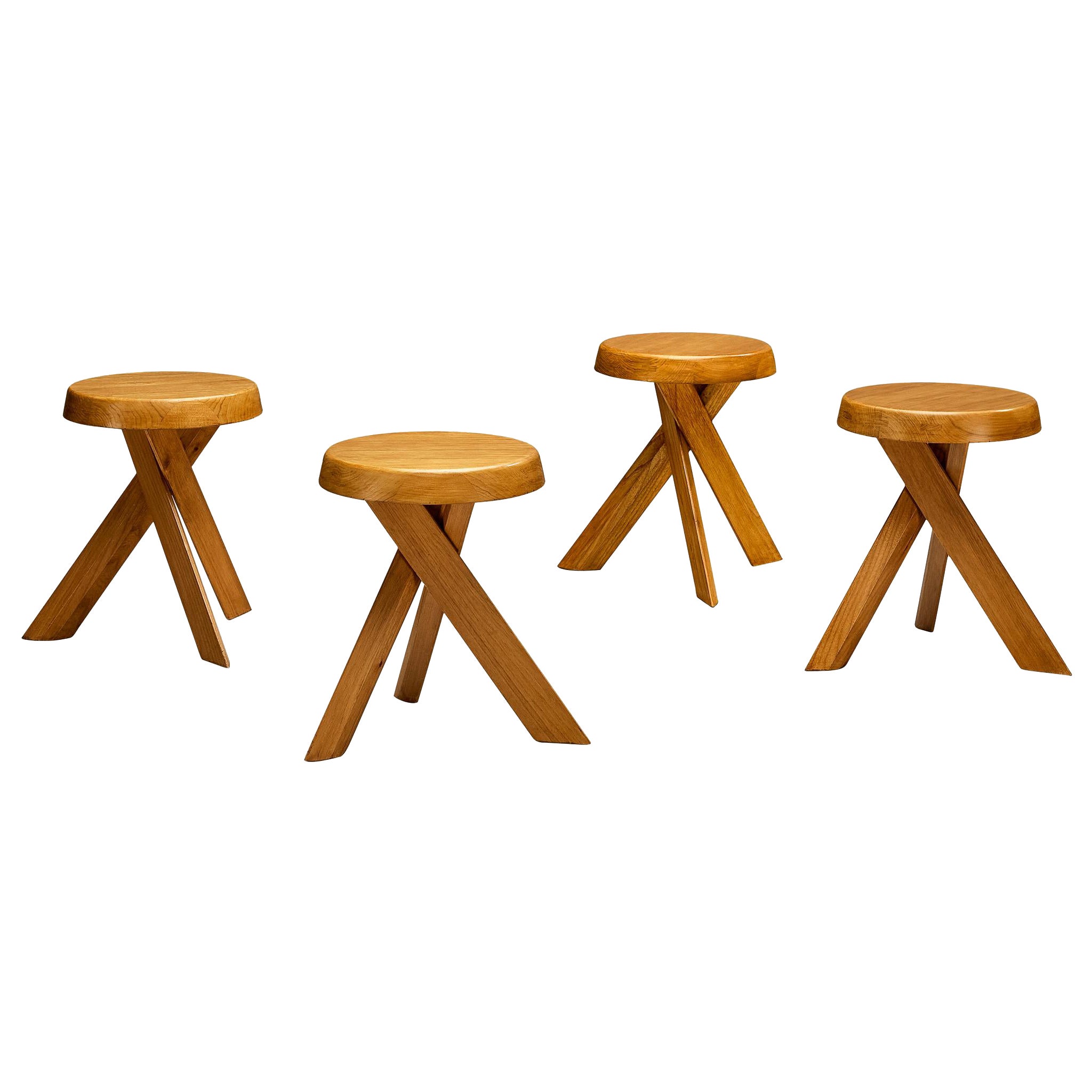 Pierre Chapo Stools 
S13A
 in Solid Elm im Angebot