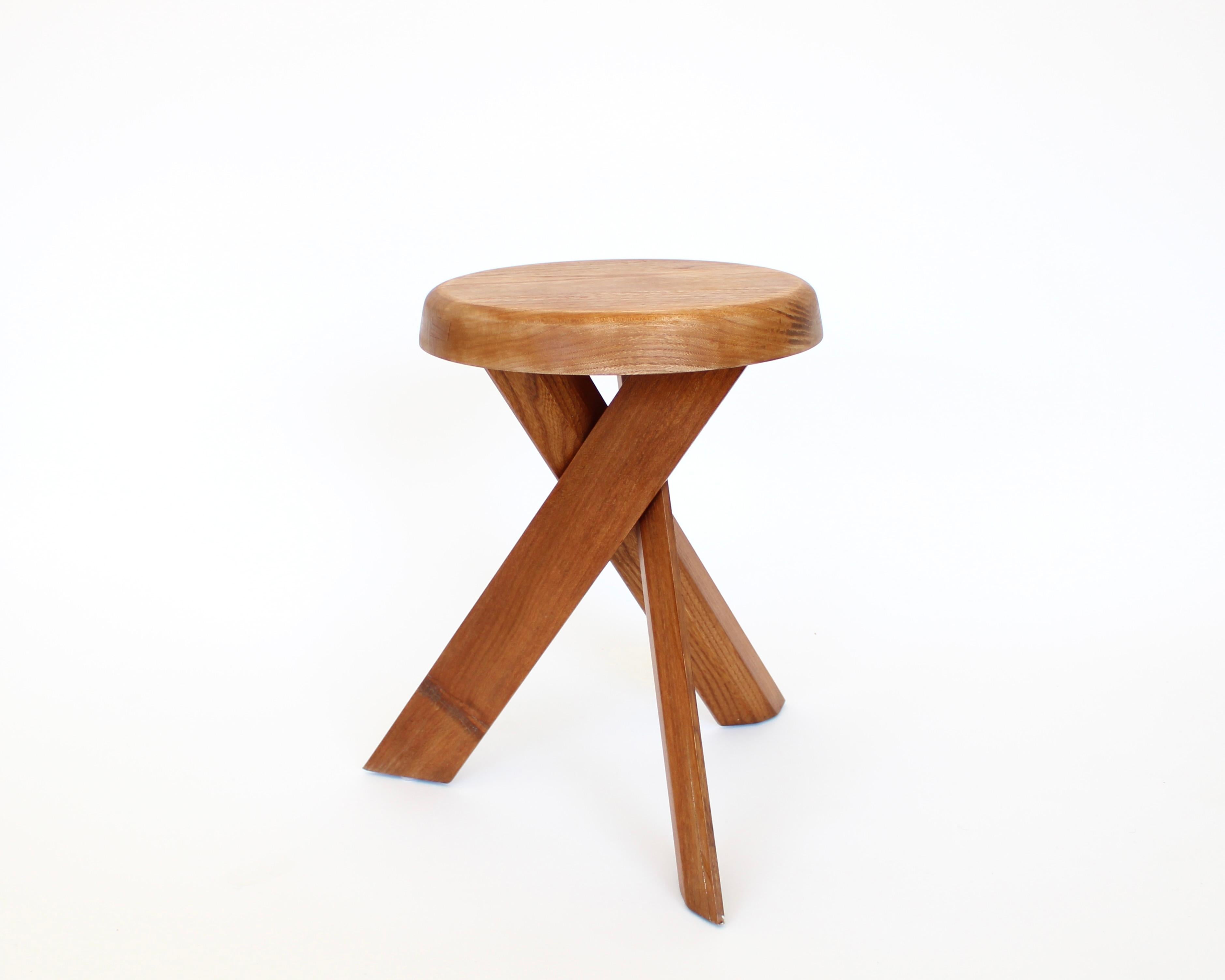 Pierre Chapo Stools Tabourets Pair S31 Elm France c1974 Vintage For Sale 4