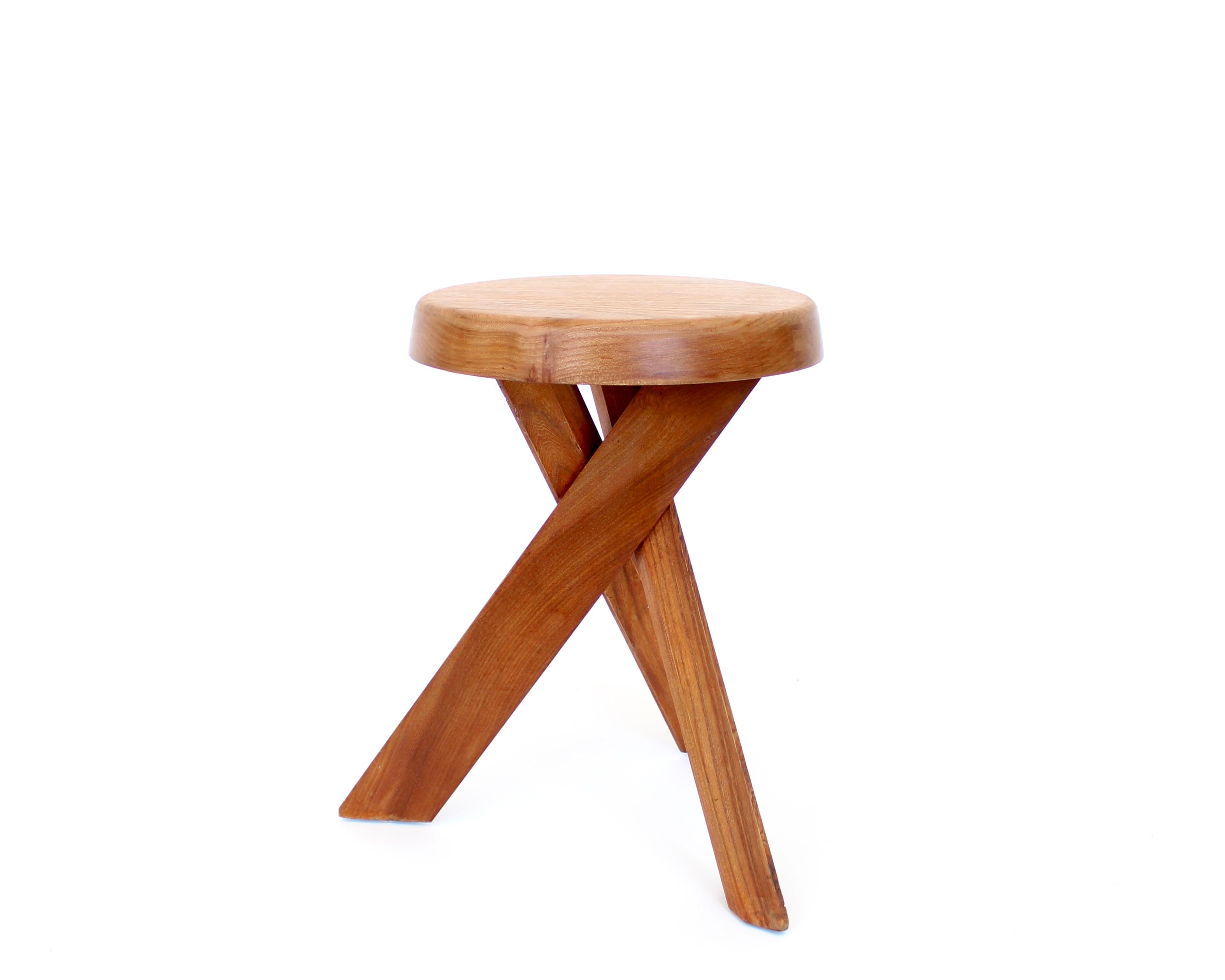 Pierre Chapo Stools Tabourets Pair S31 Elm France c1974 Vintage For Sale 10