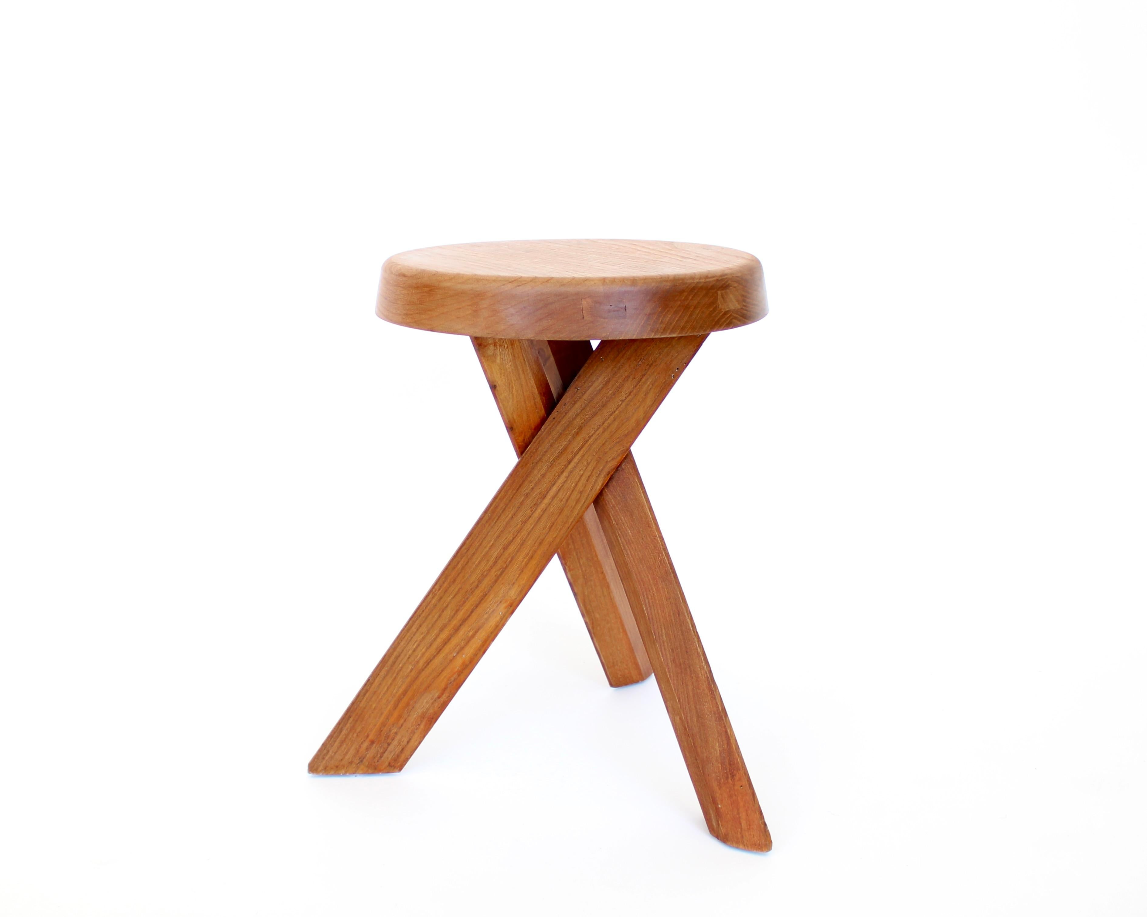 Pierre Chapo Stools Tabourets Pair S31 Elm France c1974 Vintage For Sale 12