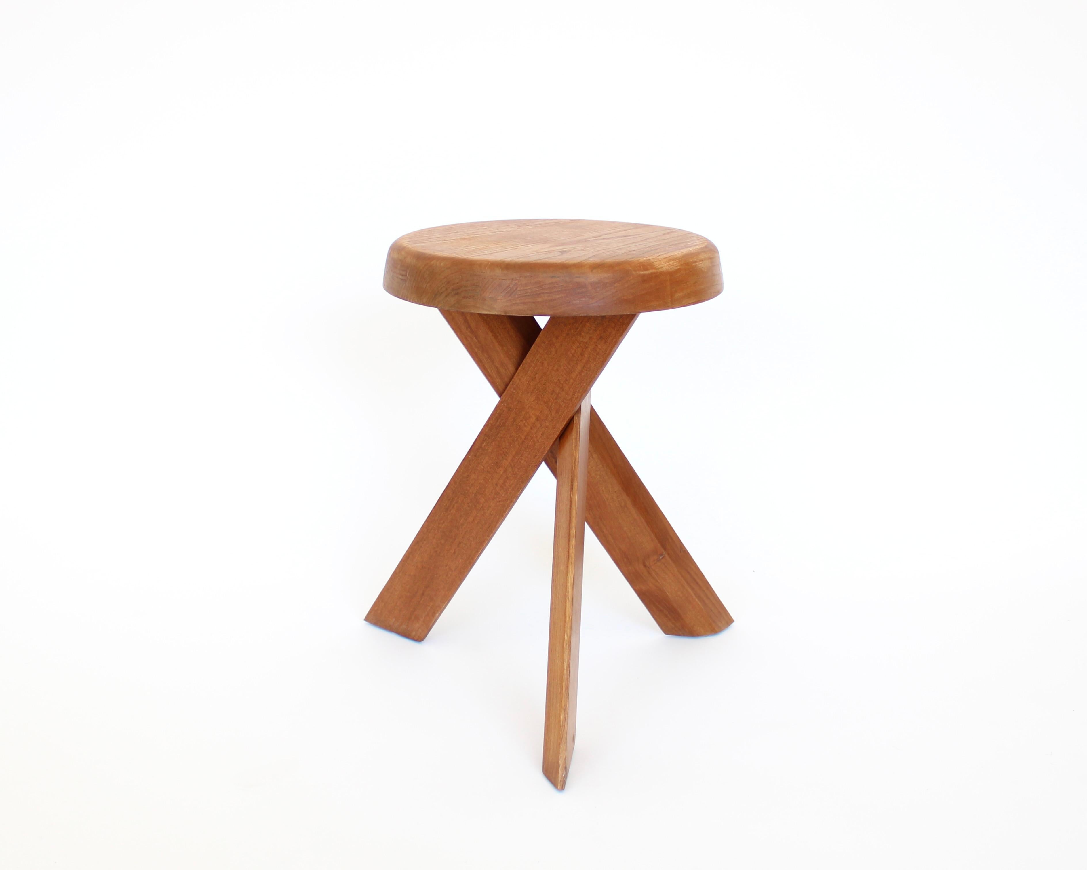 20th Century Pierre Chapo Stools Tabourets Pair S31 Elm France c1974 Vintage For Sale