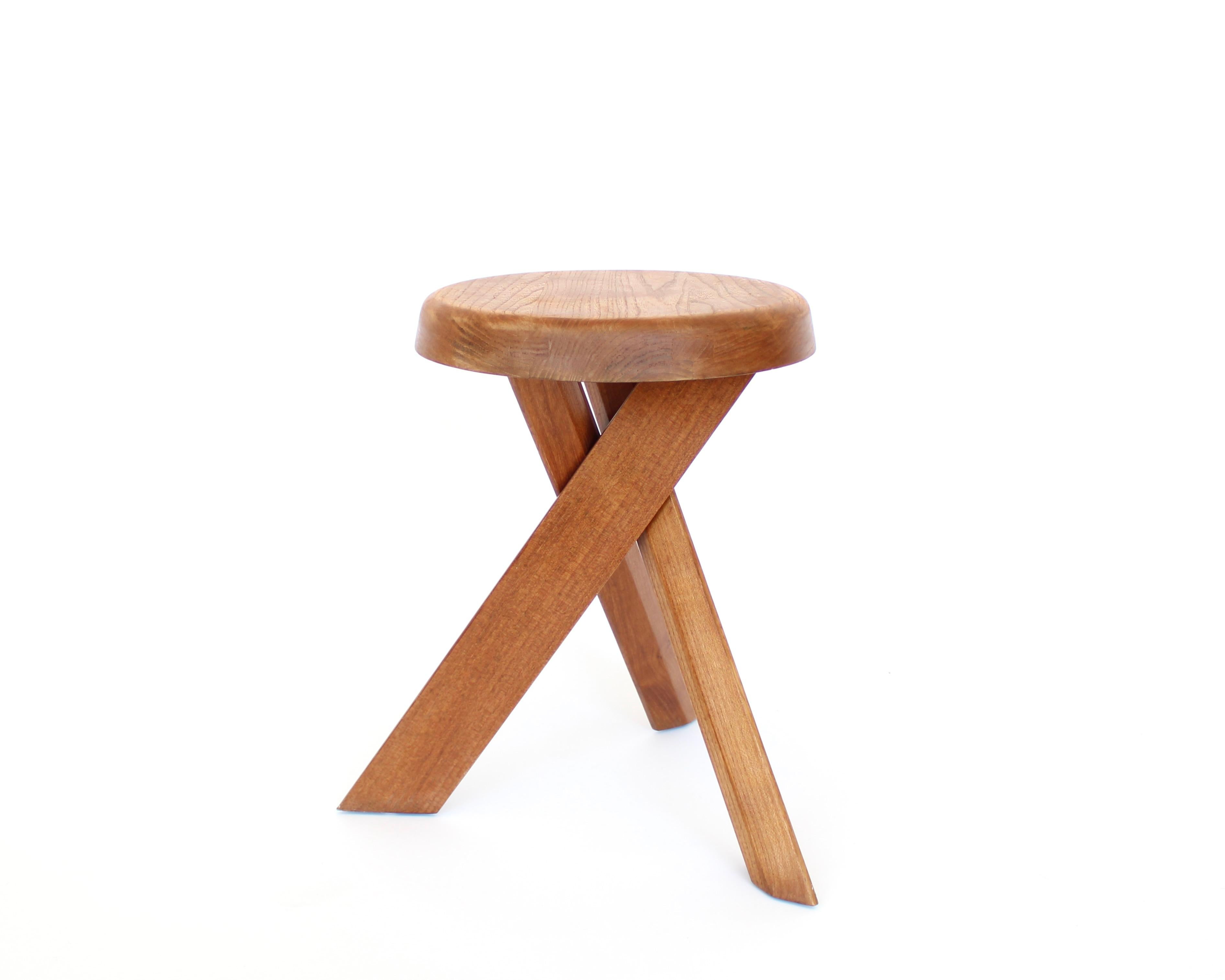 Pierre Chapo Stools Tabourets Pair S31 Elm France c1974 Vintage For Sale 2
